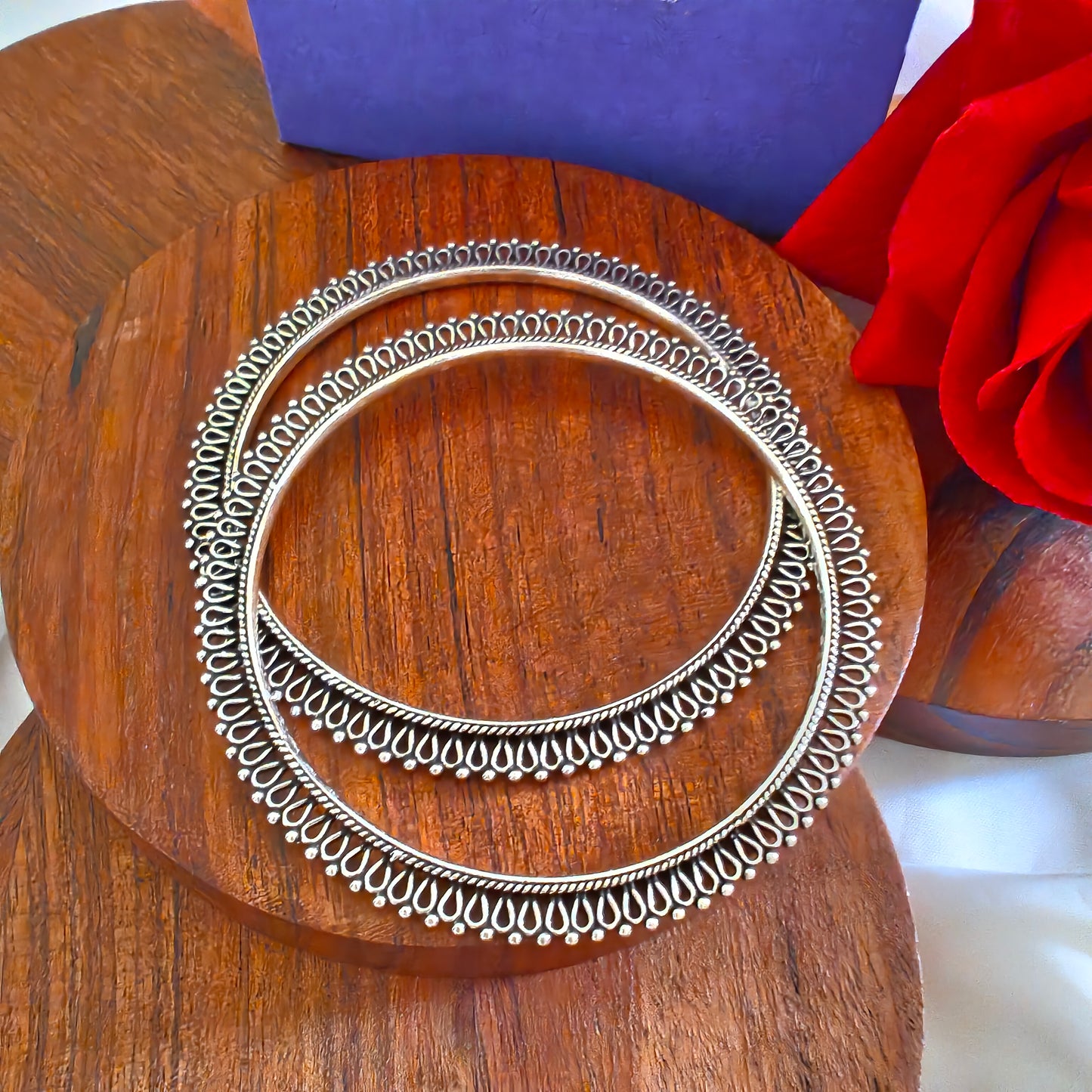 Silver Rajwada Pachaili Rajasthani Bangle (single pc)