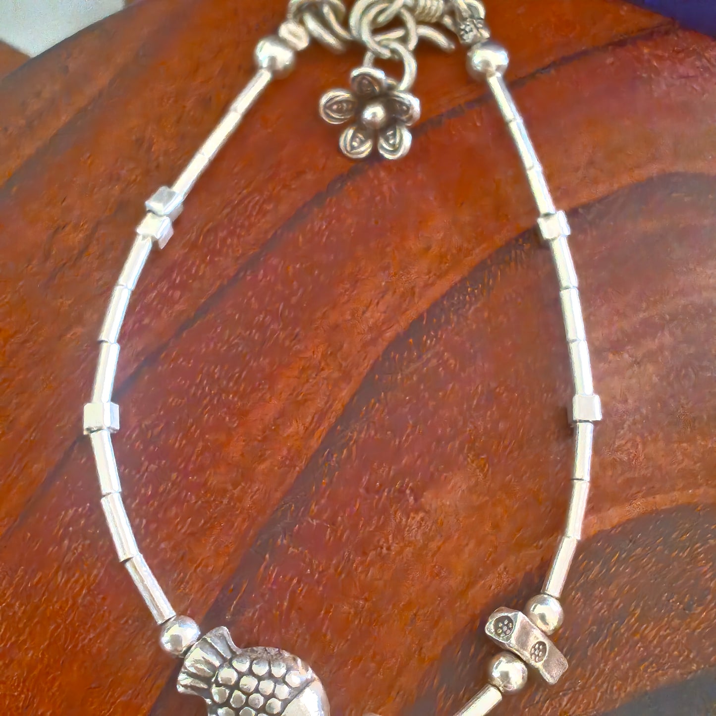 Exquisite Floral Loose Bracelet With Fish And Shell Charms