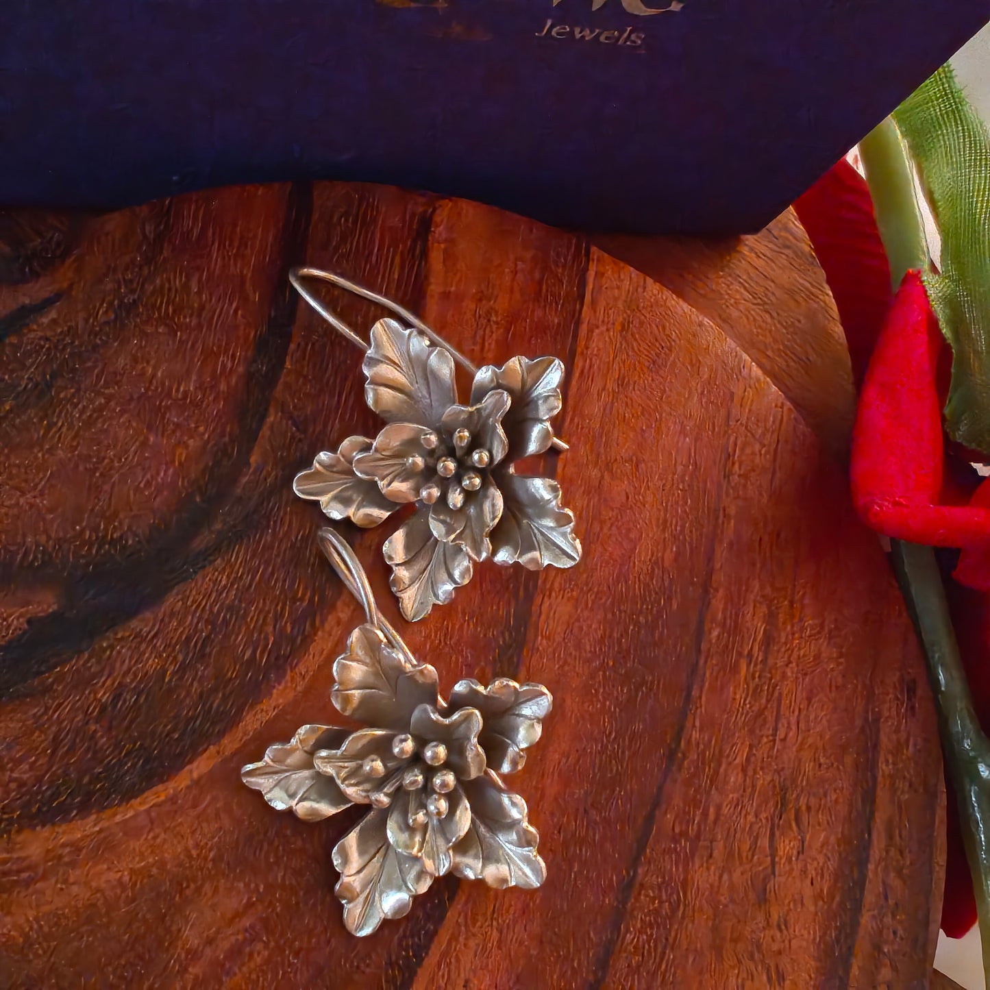 Statement 3D Floral Hibiscus Textured Earring With Hooks Big