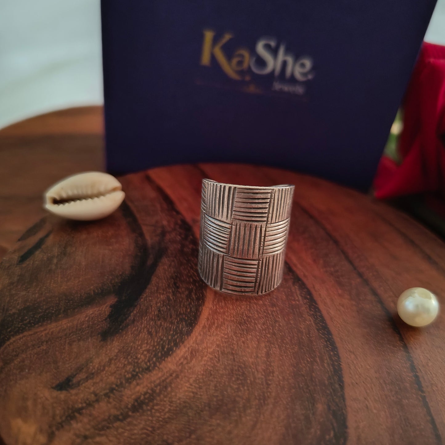 925 Silver Textured Band Ring Medium