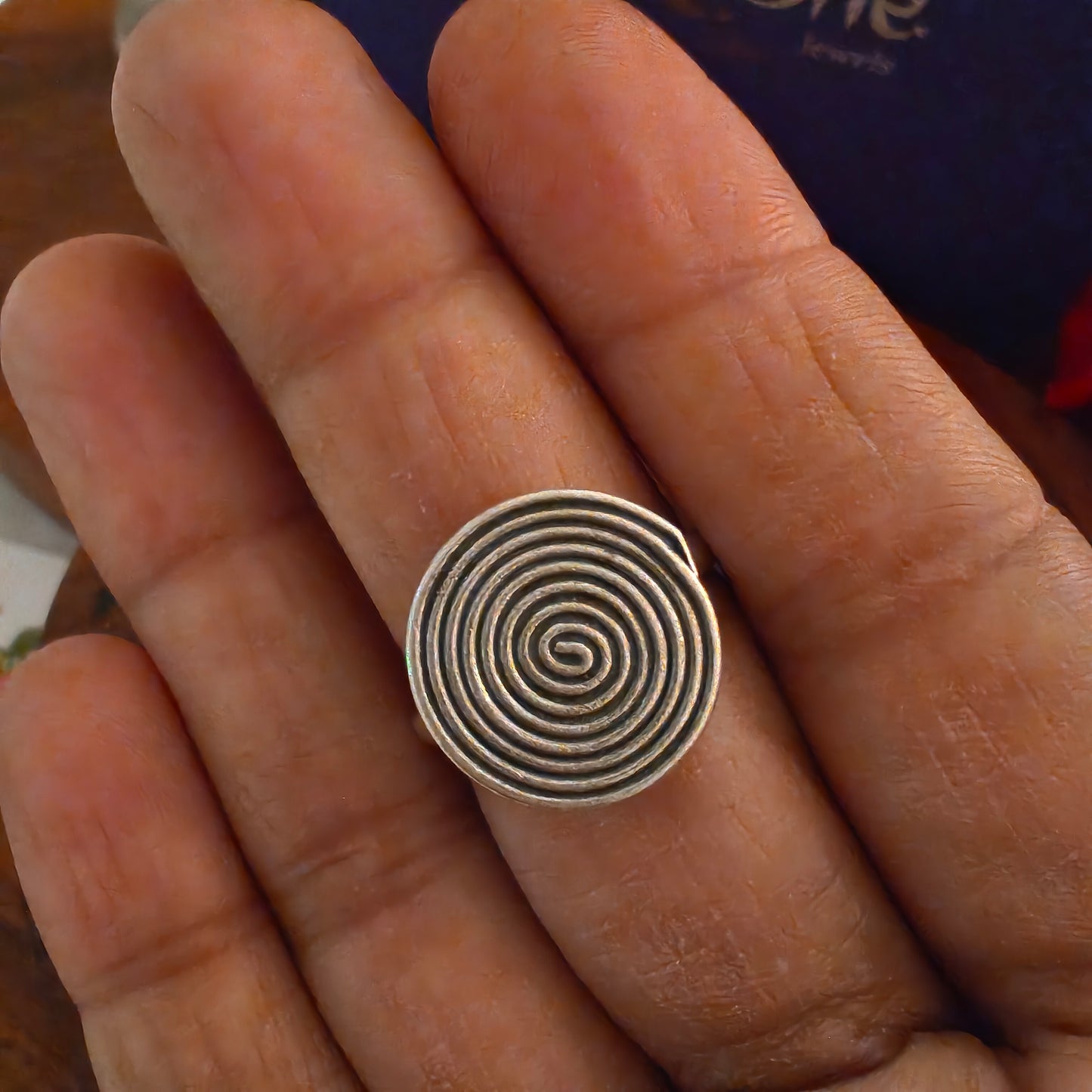 Boho Circle of Life One Adjustable Sterling Silver Ring Small