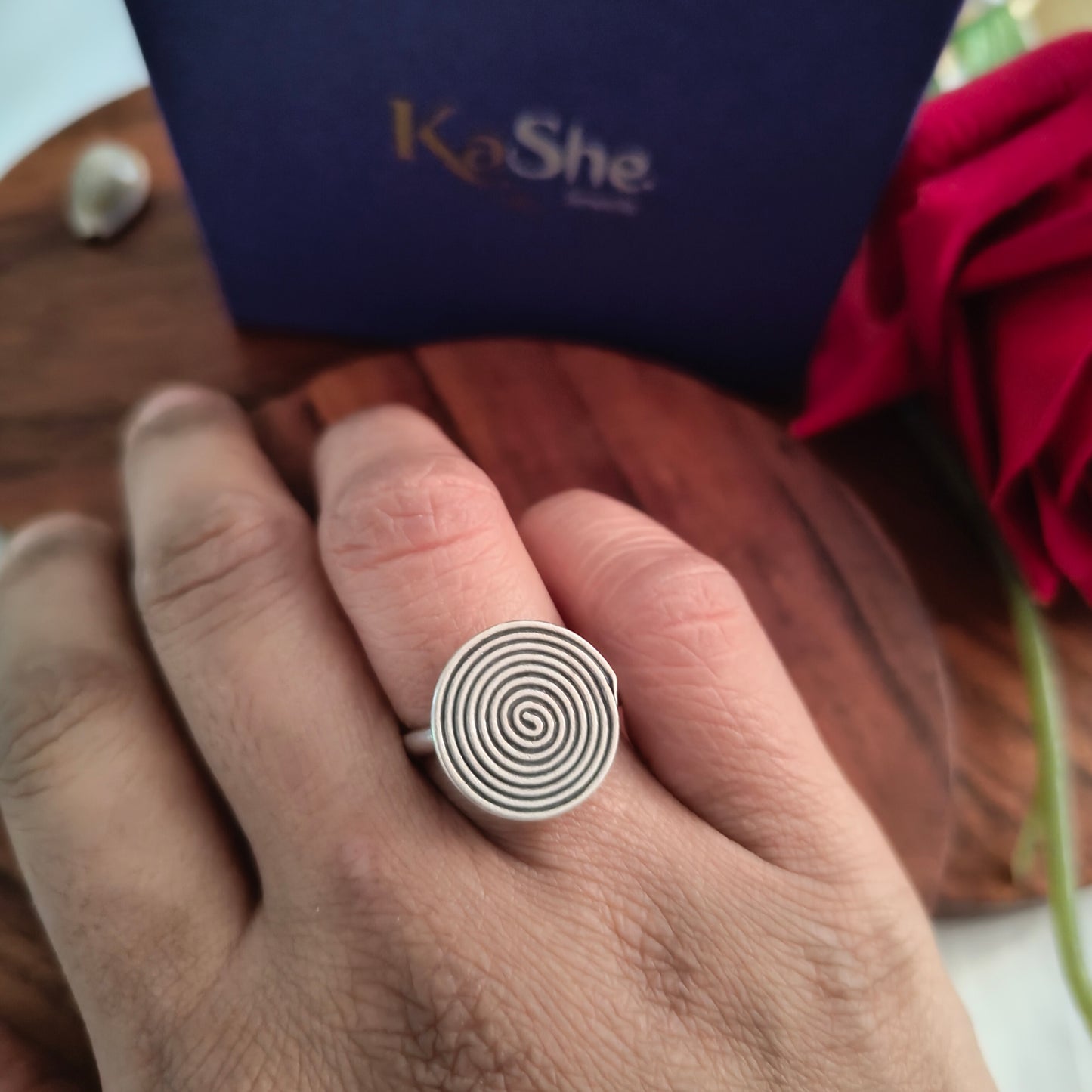Boho Circle of Life One Adjustable Sterling Silver Ring Small