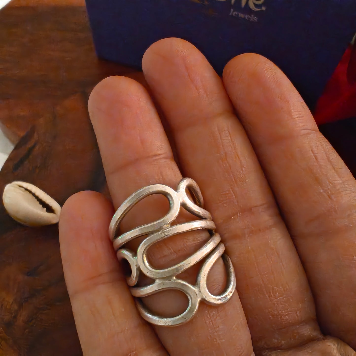 Boho Wire Leaves Sterling Silver Ring Medium