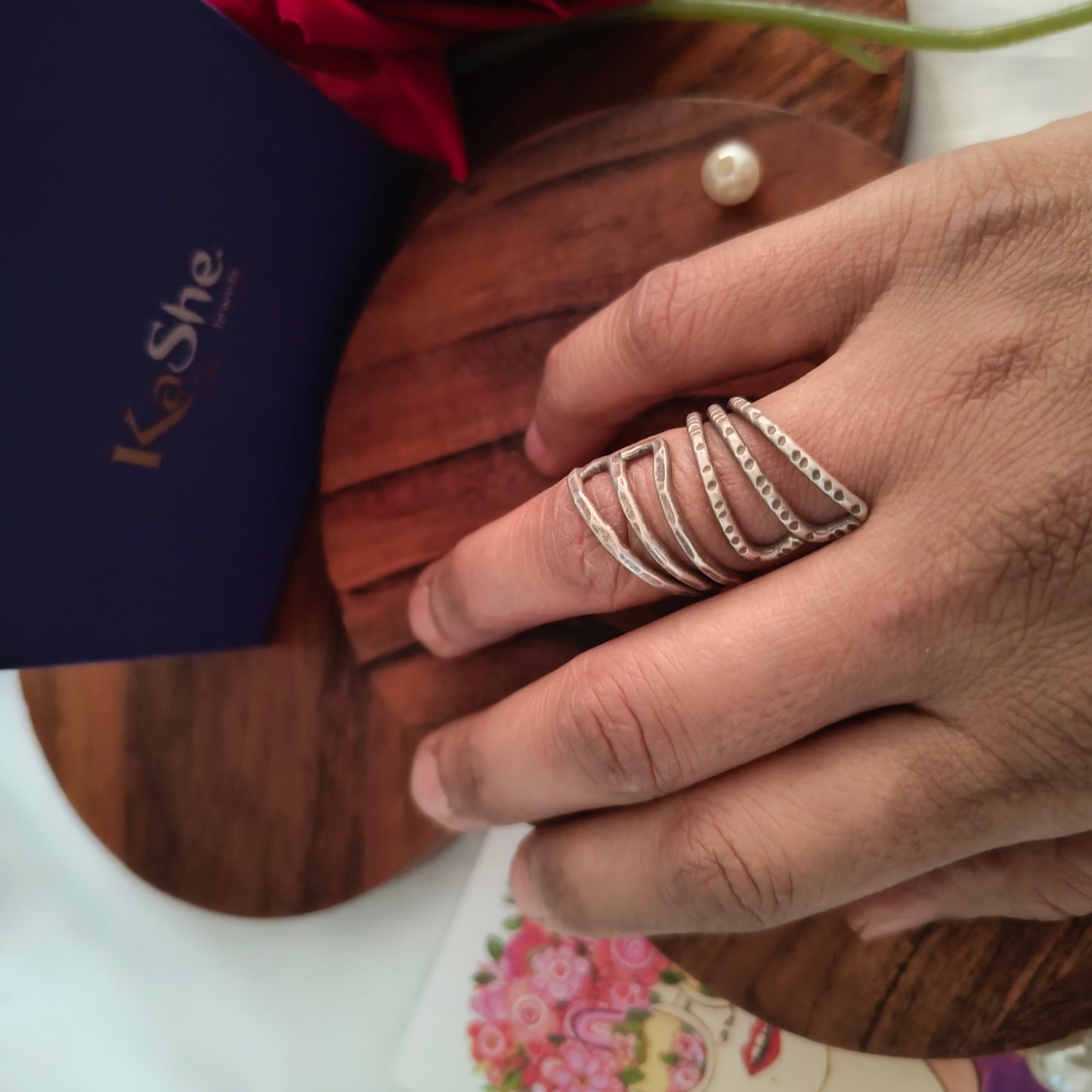 925 Silver Spiral Textured Wire Ring Flat