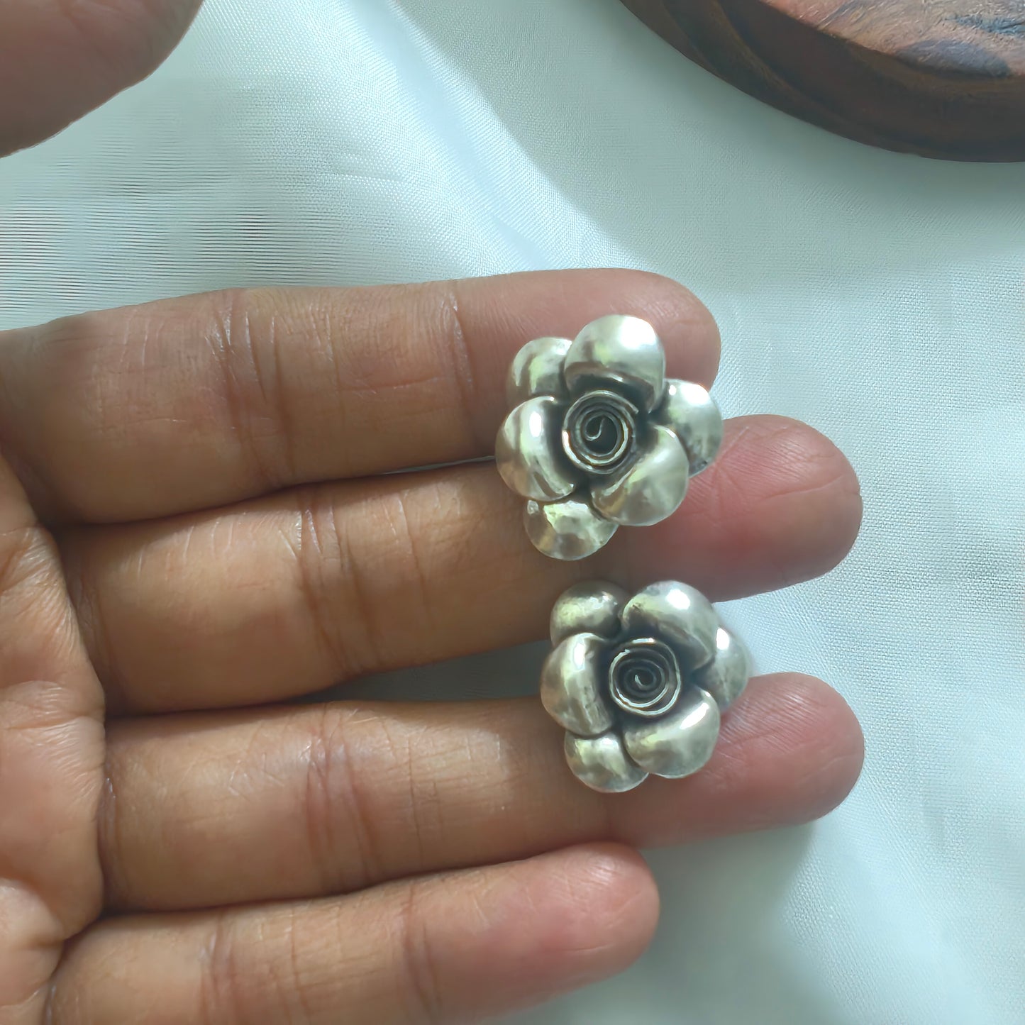 Dainty 3D Rose Earring With Post Stud small