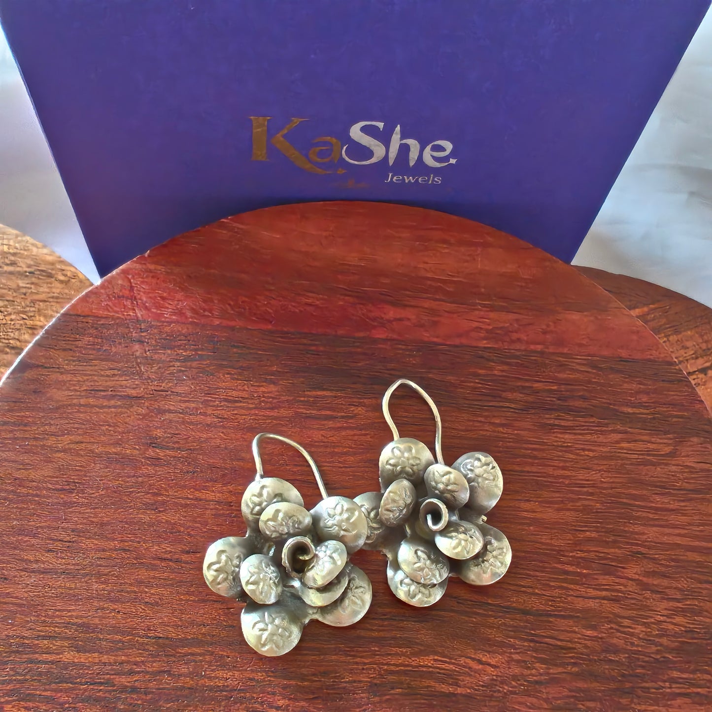 Statement 3D Floral Flower Textured Earring With Hooks