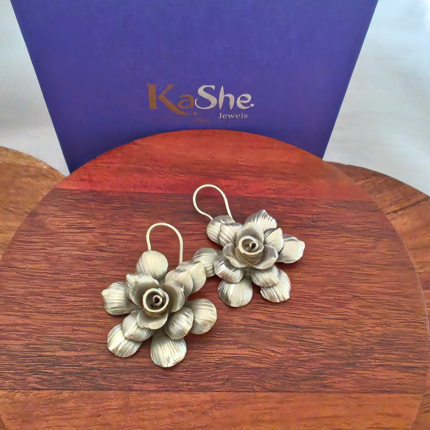 Statement 3D Floral Leaves Textured Exclusive Earring With Hooks Big