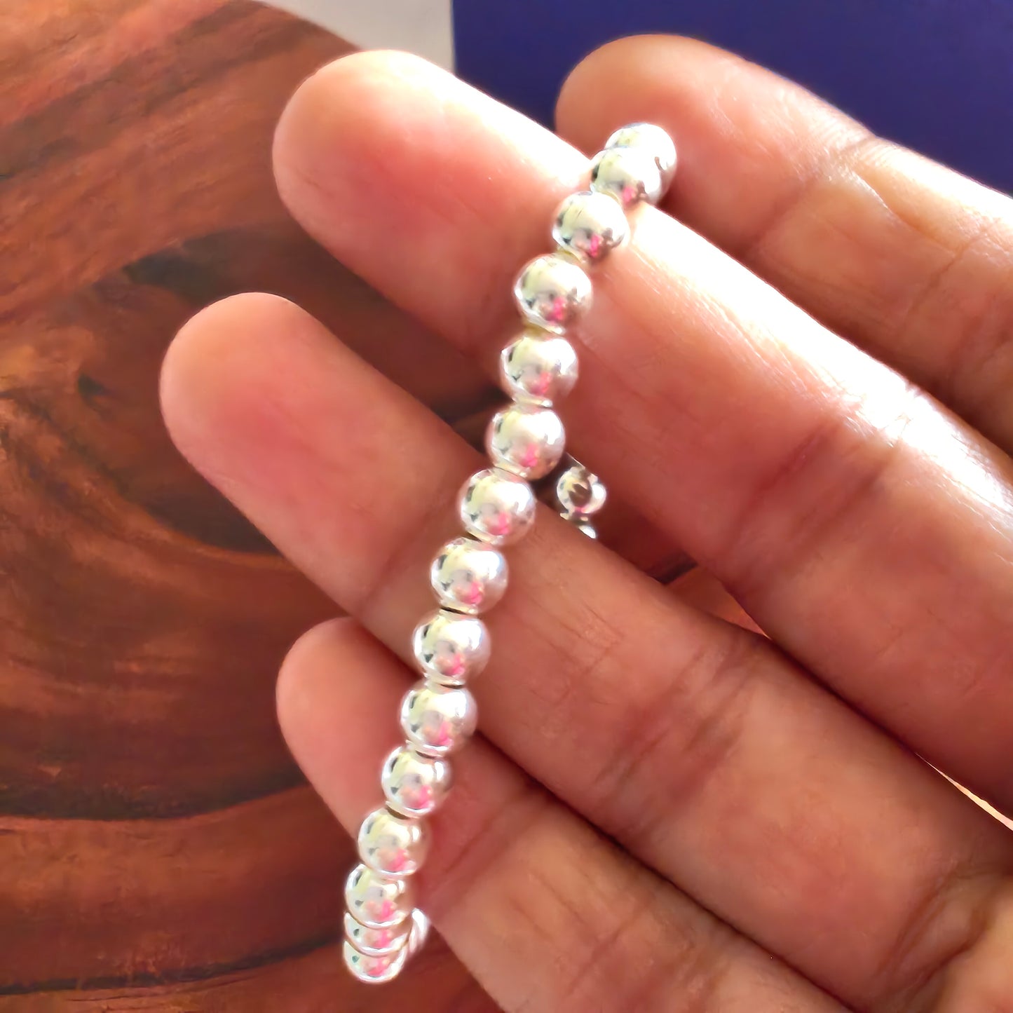 Exquisite Classic Silver Beads Elastic Bracelet