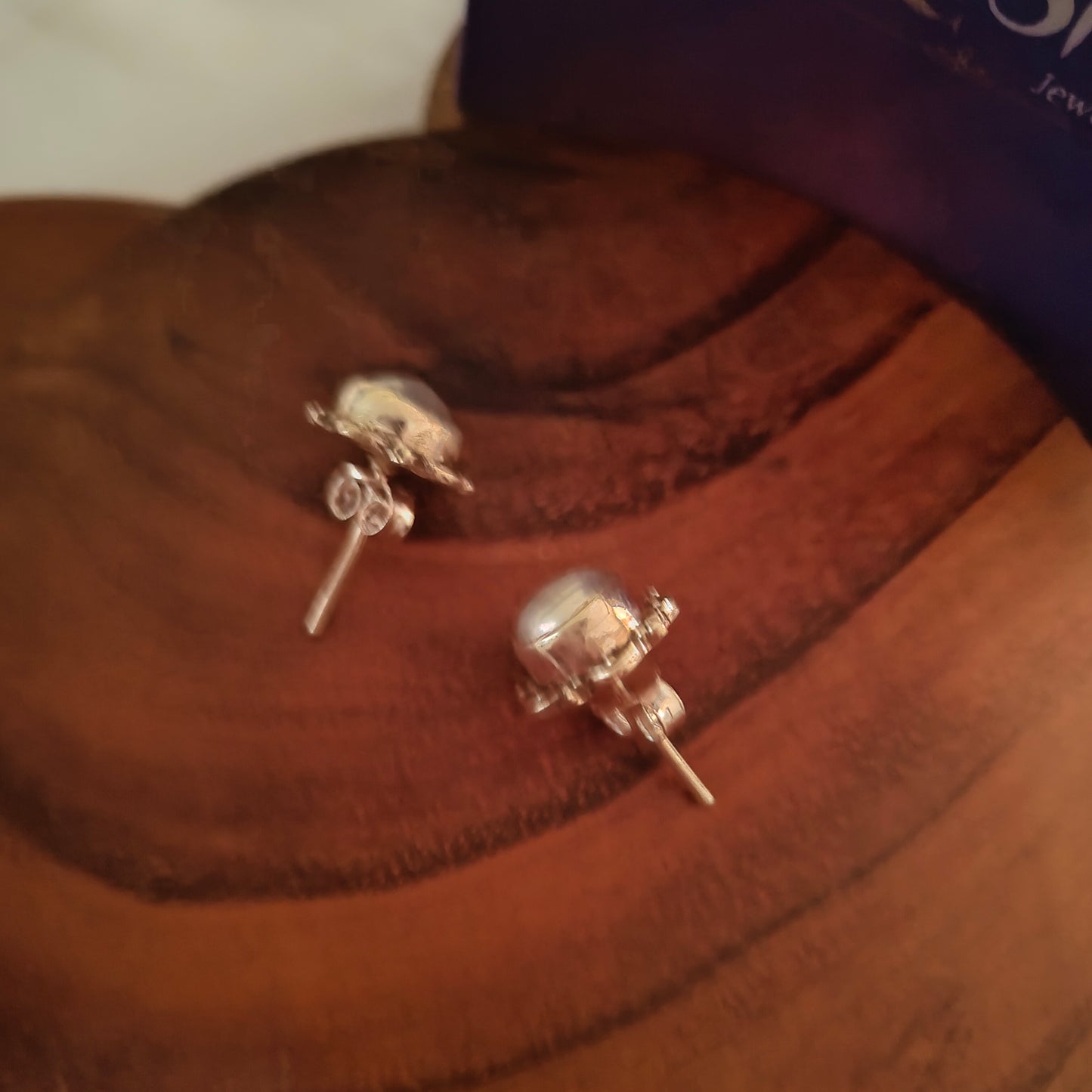 Simplistic Pearl Silver Stud 925 Silver Handcrafted With Rava Work