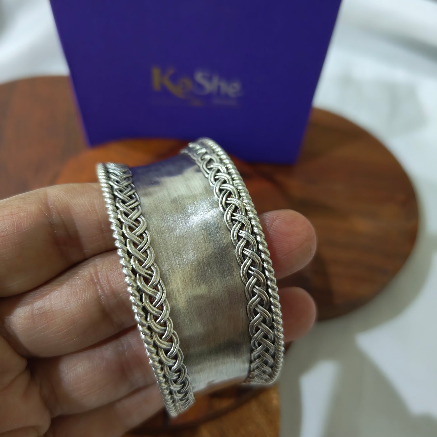 Statement Exclusive Textured Sterling Silver Cuff Bracelet (iii)