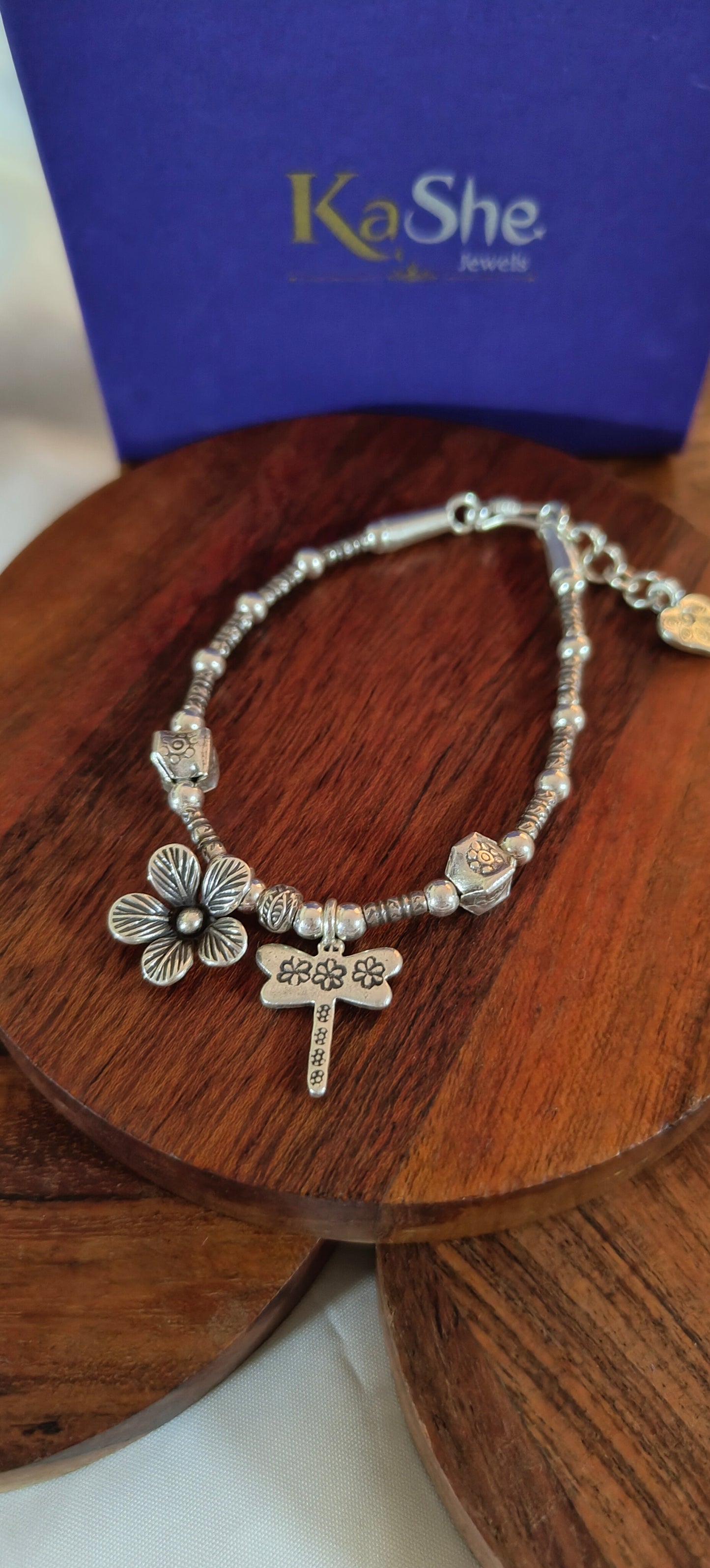 Exquisite Loose Bracelet With Flowers Dragon fly Heart l Charms