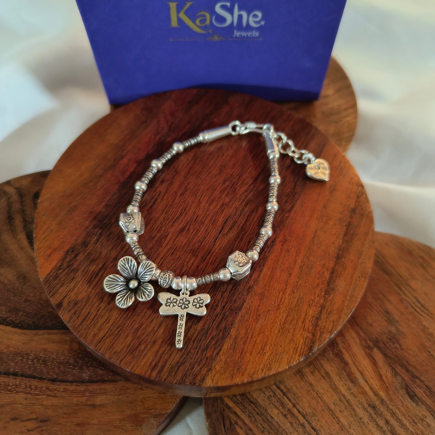 Exquisite Loose Bracelet With Flowers Dragon fly Heart l Charms