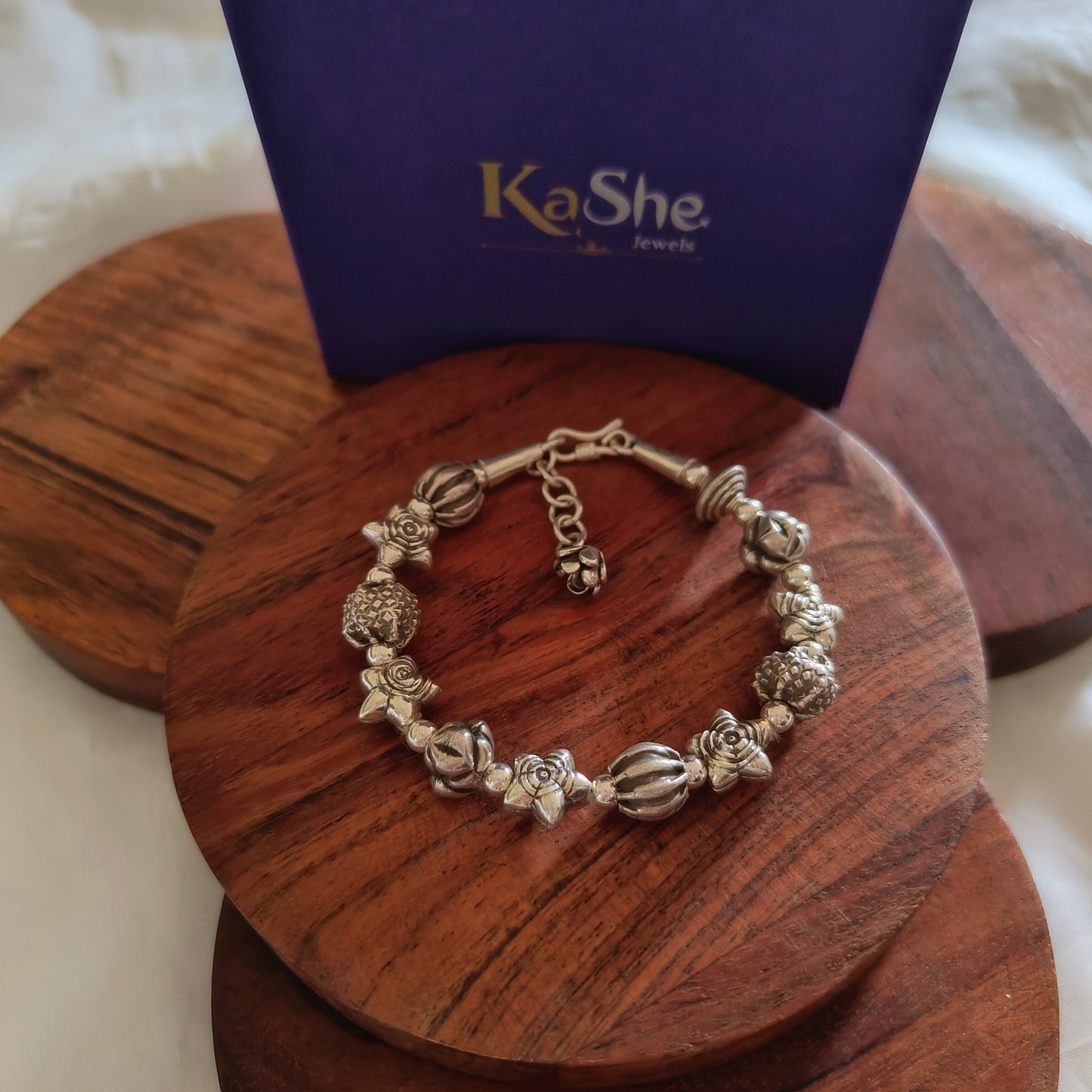Exquisite Statement Loose Bracelet With Textured Balls Stars Charms