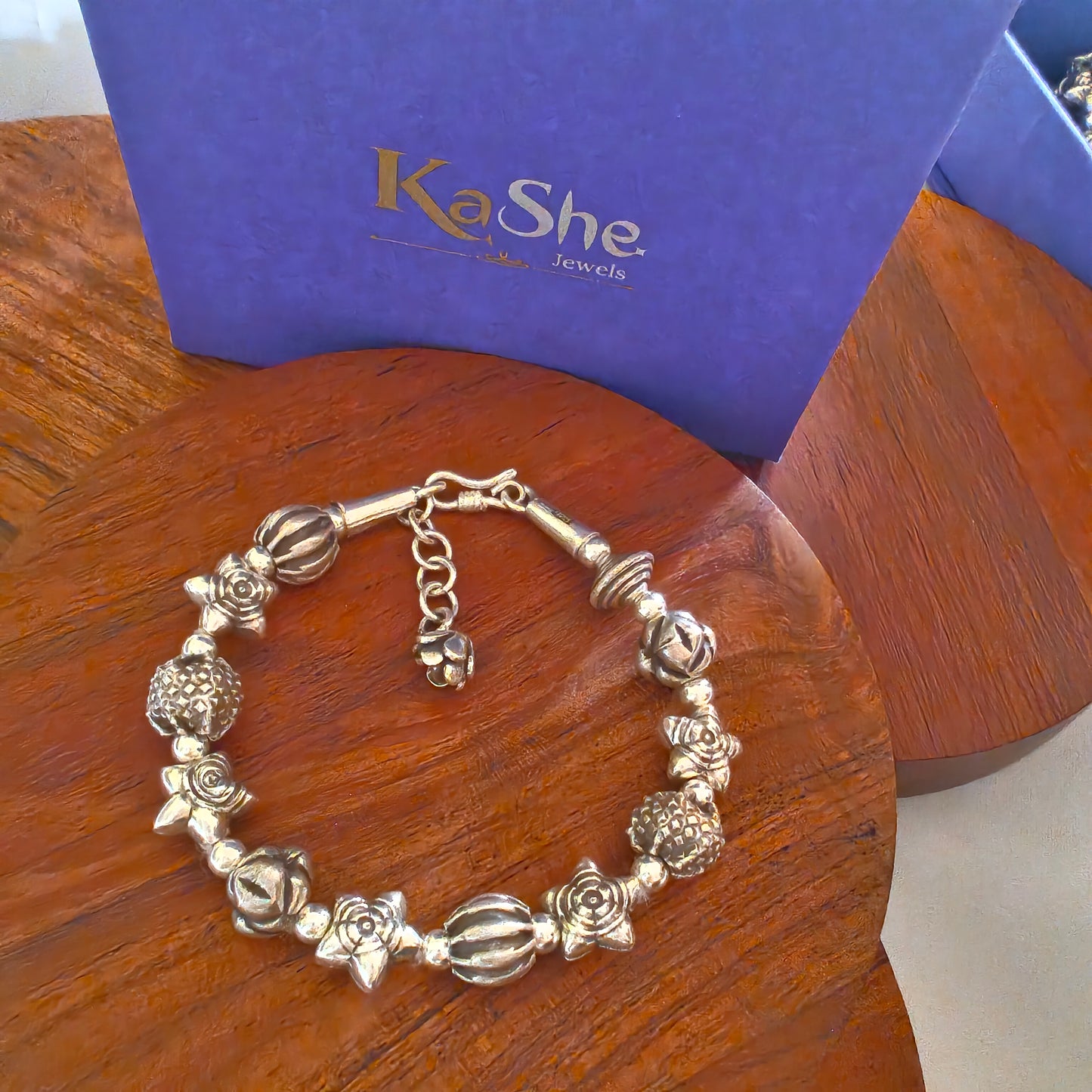 Exquisite Statement Loose Bracelet With Textured Balls Stars Charms
