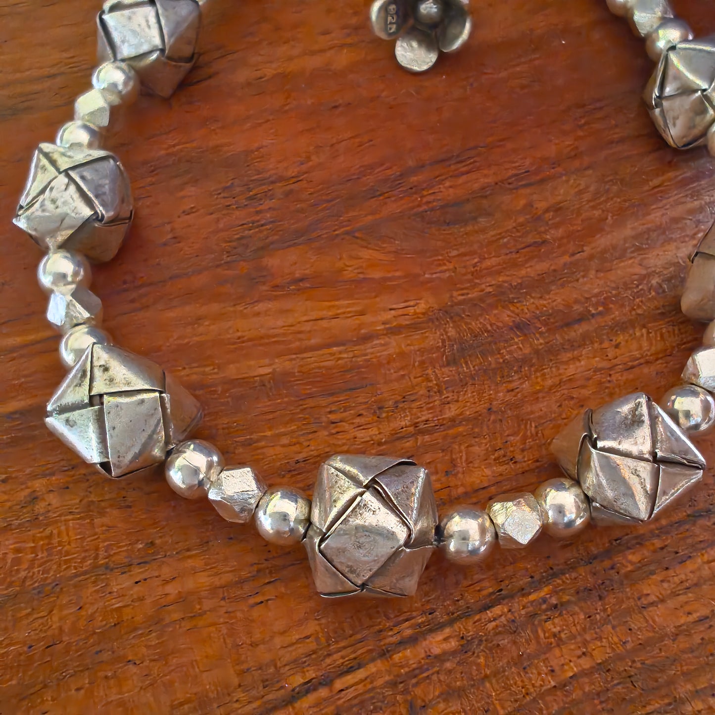 Exquisite Statement Loose Bracelet With Cube Balls Beads And Flower Charm