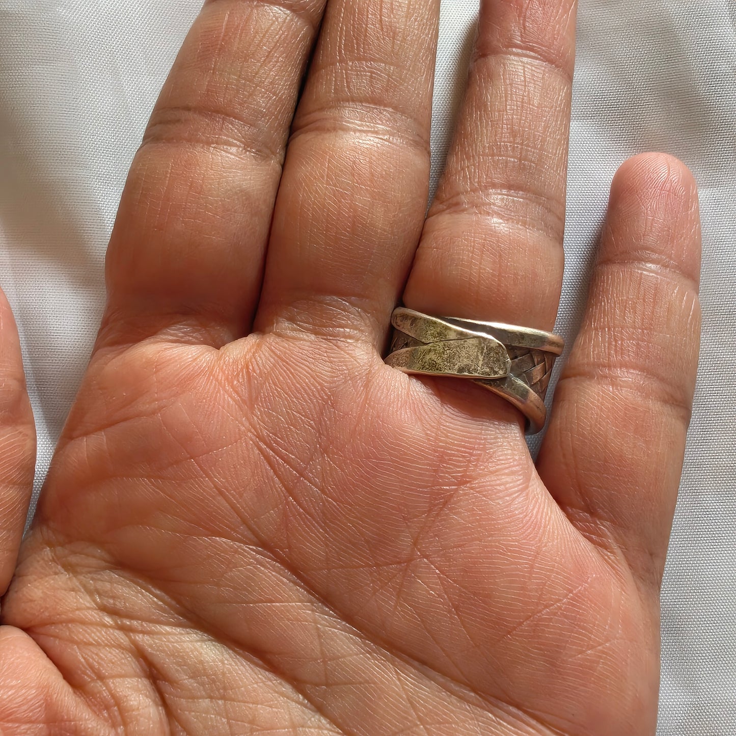 Boho Braided Sterling Silver Ring Small