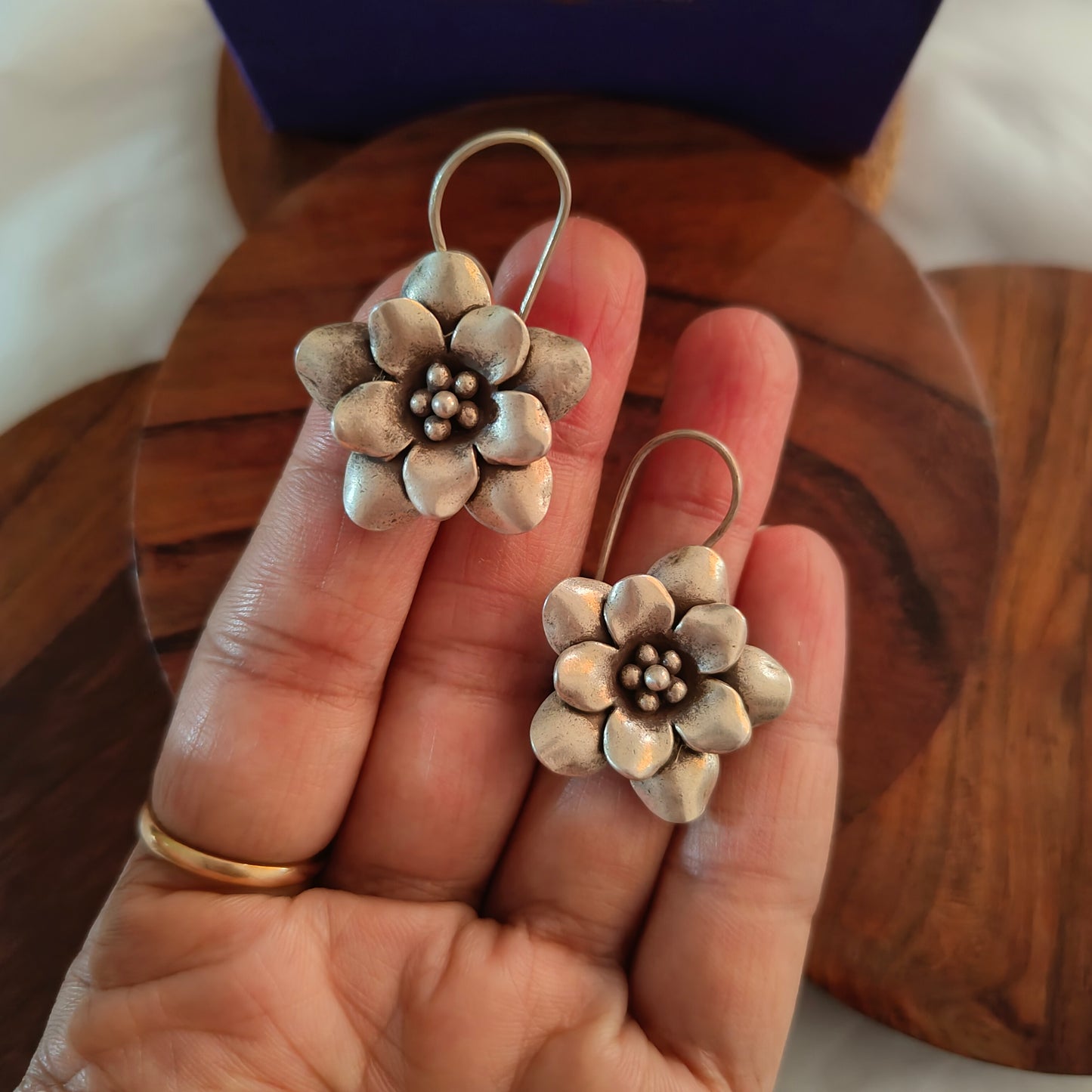 Statement 3D Flower Cherry Blossom Earring With Hooks
