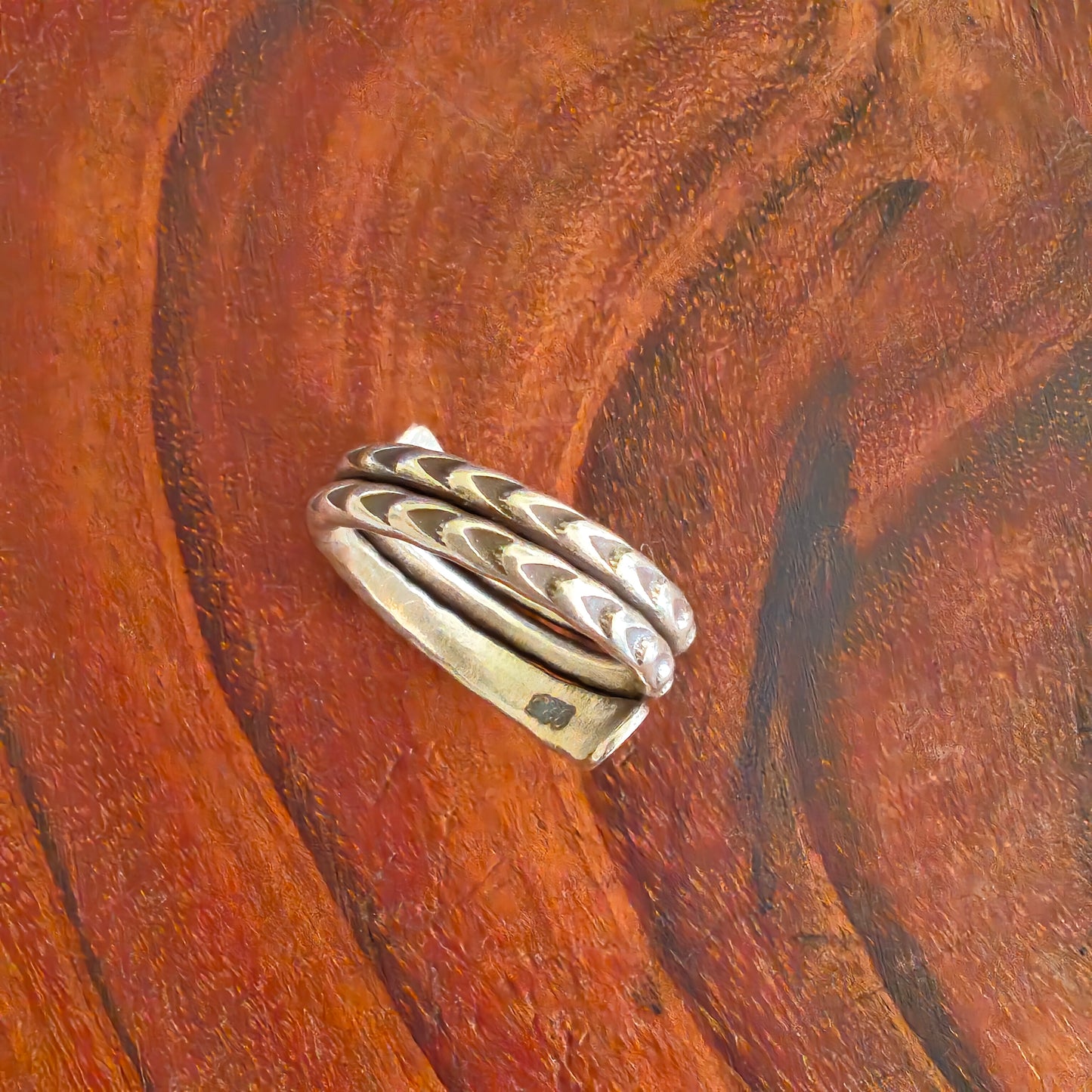Boho Sterling Silver Adjustable Textured Spiral Ring