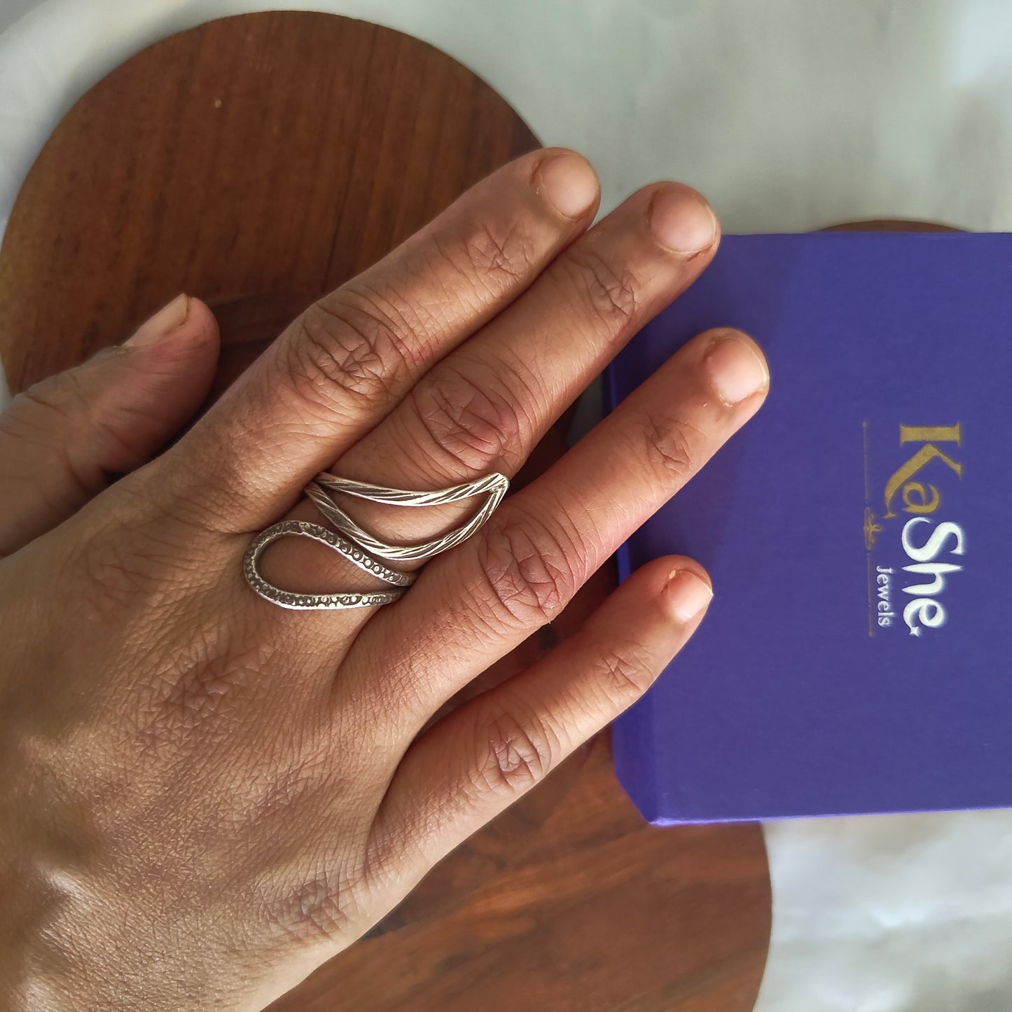 925 Silver Spiral Modern Sleek Adjustable Thin Textured Wire Ring