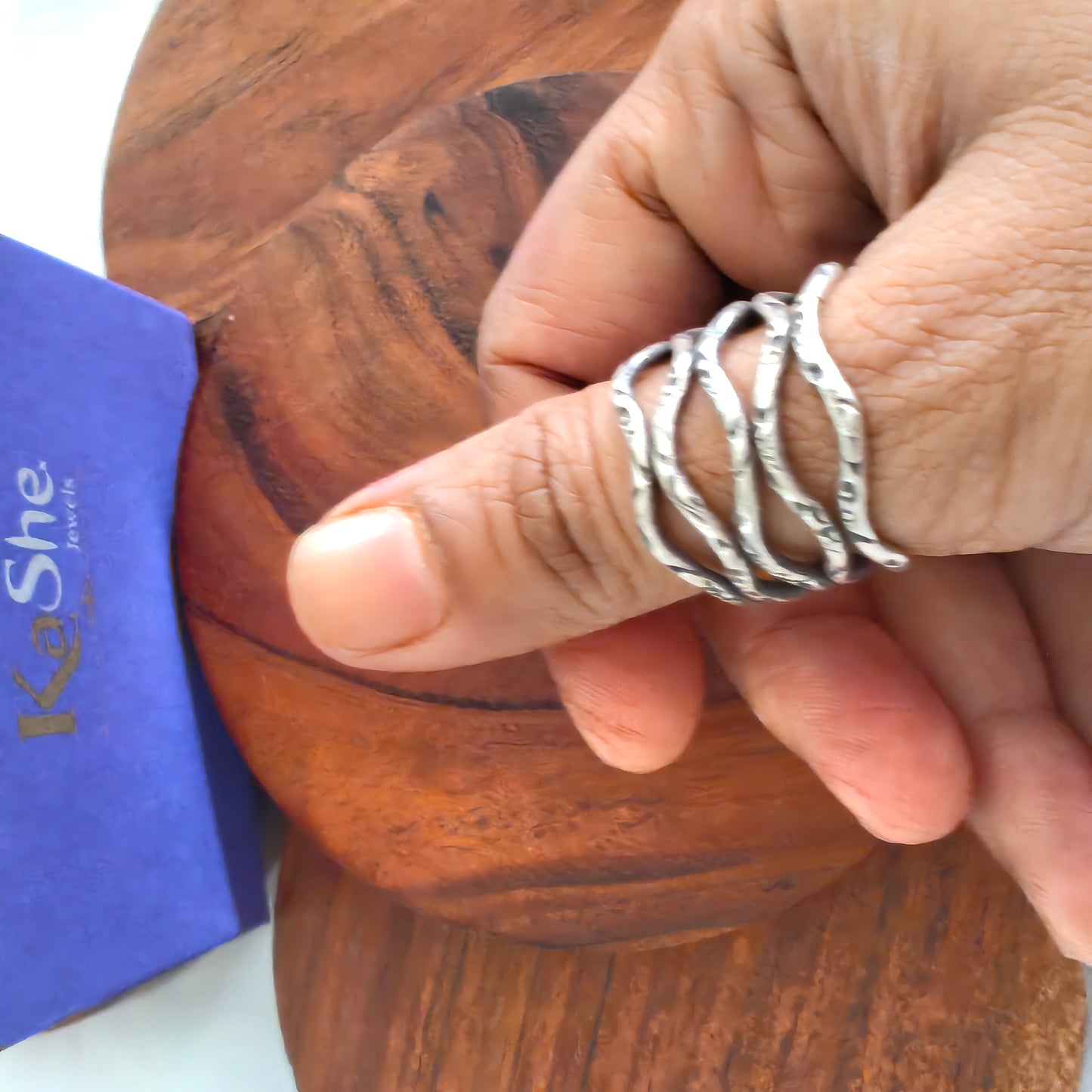 Boho Wavy Wire Textured Sterling Silver Ring (ii)