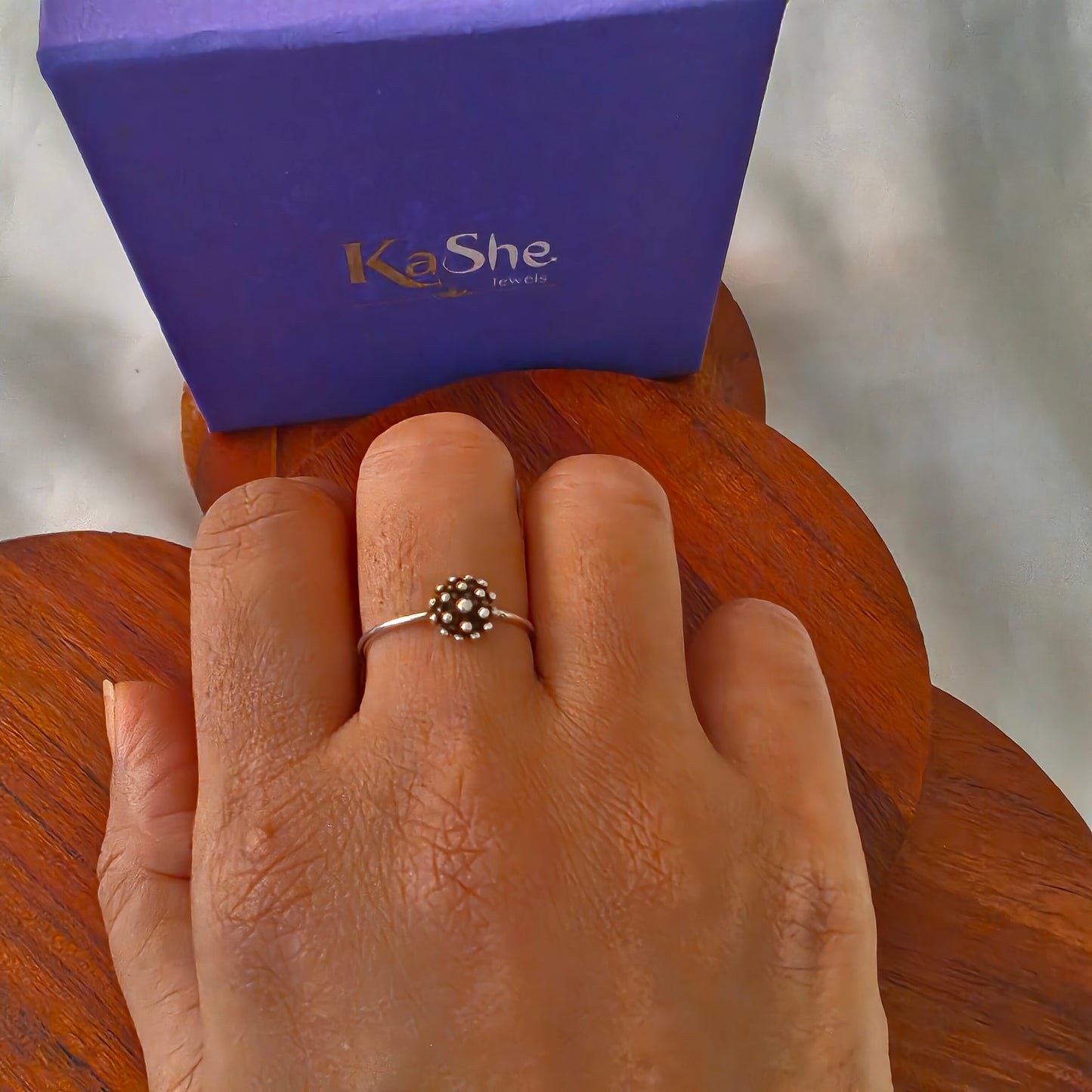 925 Silver Floral Classic Dainty Ring (size 8)