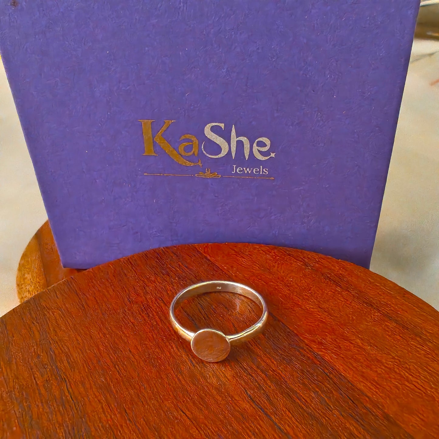 925 Silver Moon Dot Solid Silver Ring Flat Circular Unisex (size 9)