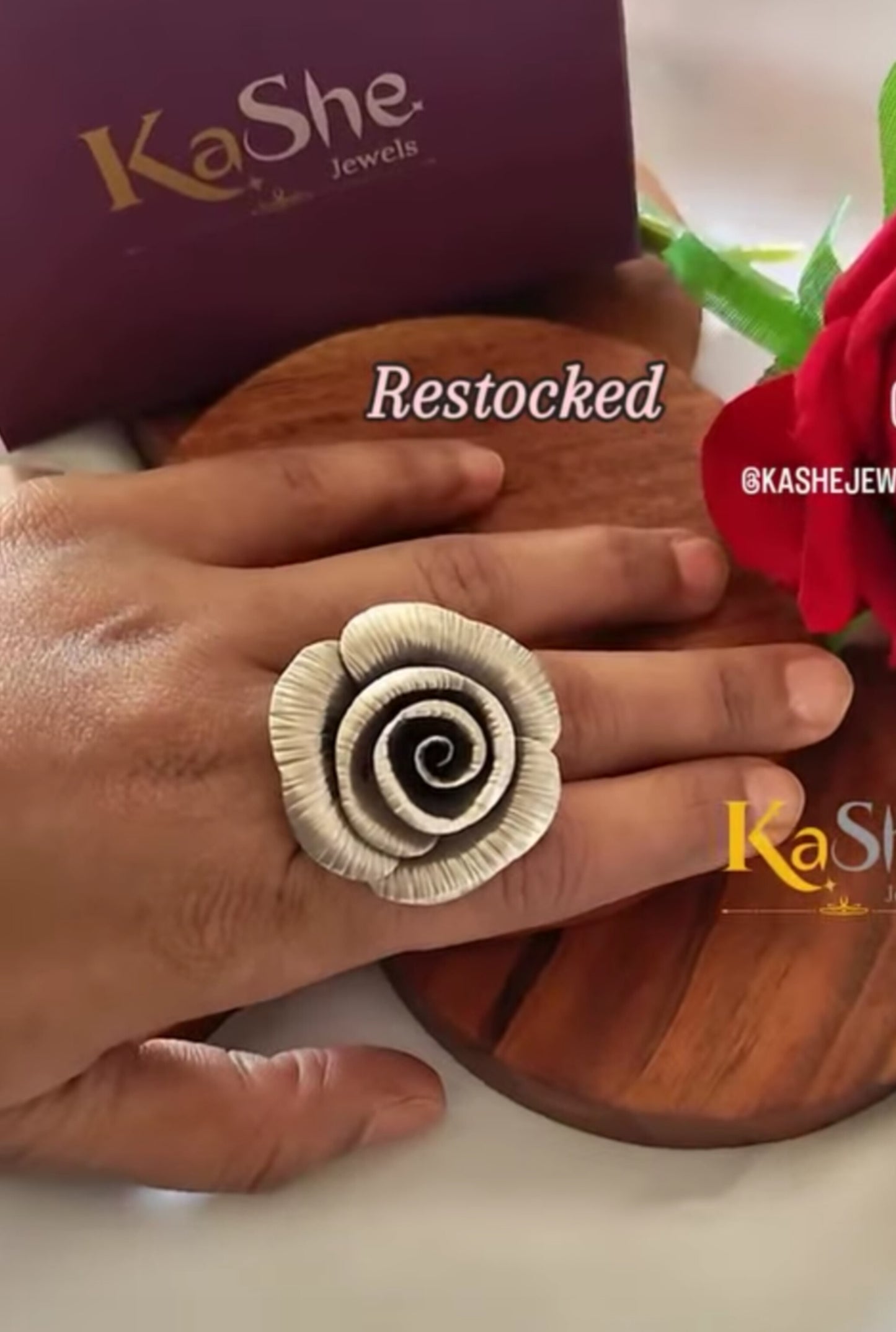 Statement 3D Designer Textured Rose Floral Cocktail Ring