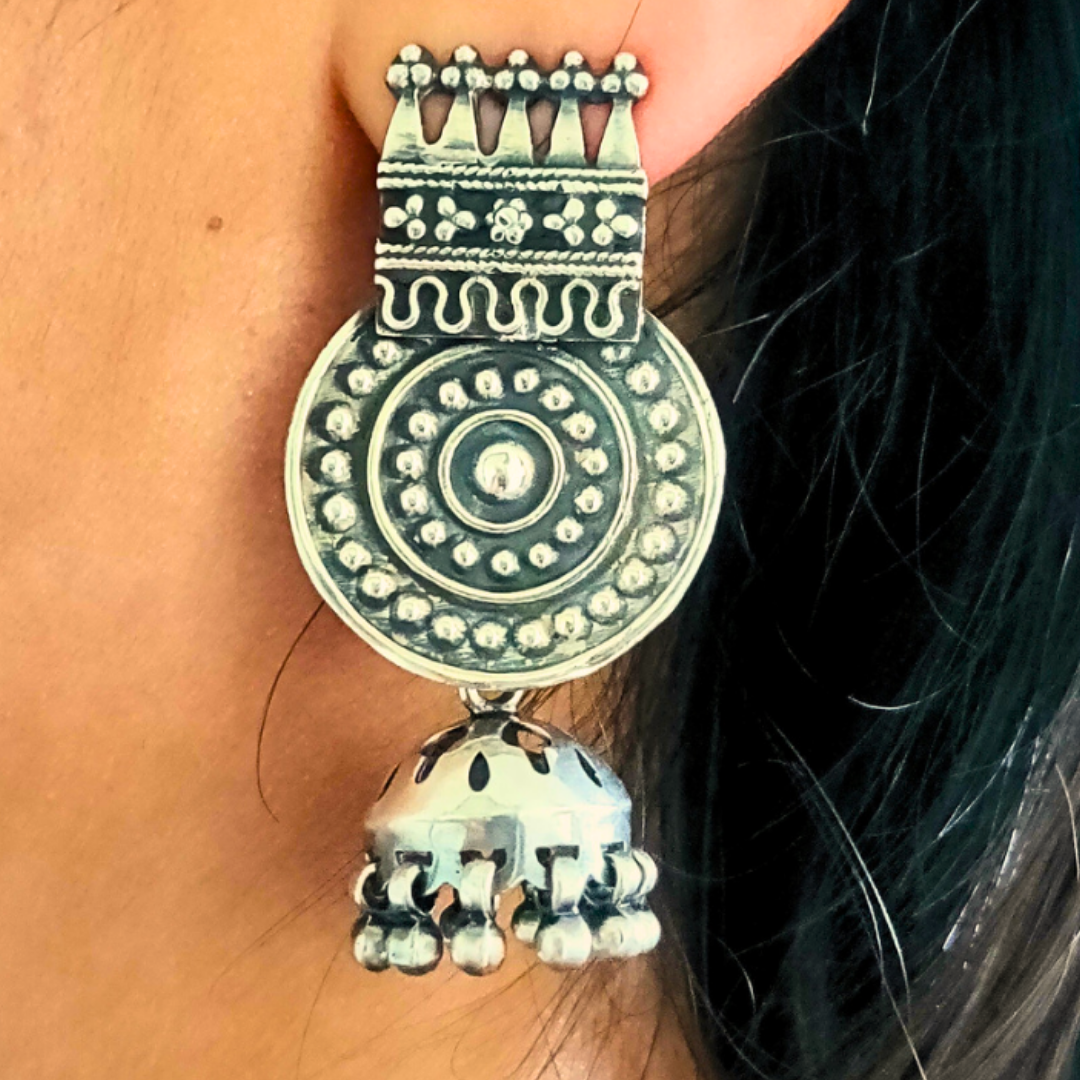 92.5 Silver Tribal Stud Statement Jhumka