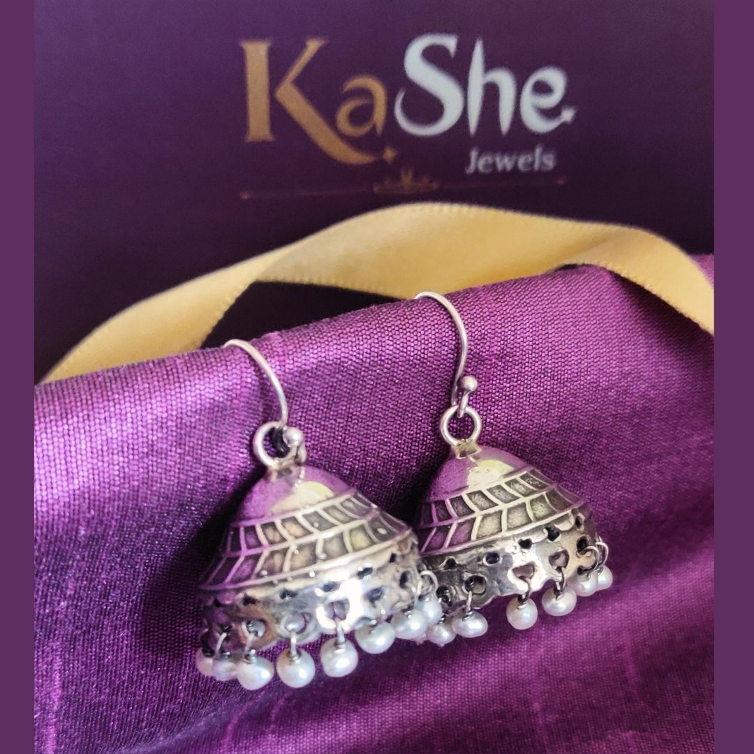 925 Silver Hook Jhumka with Pearls