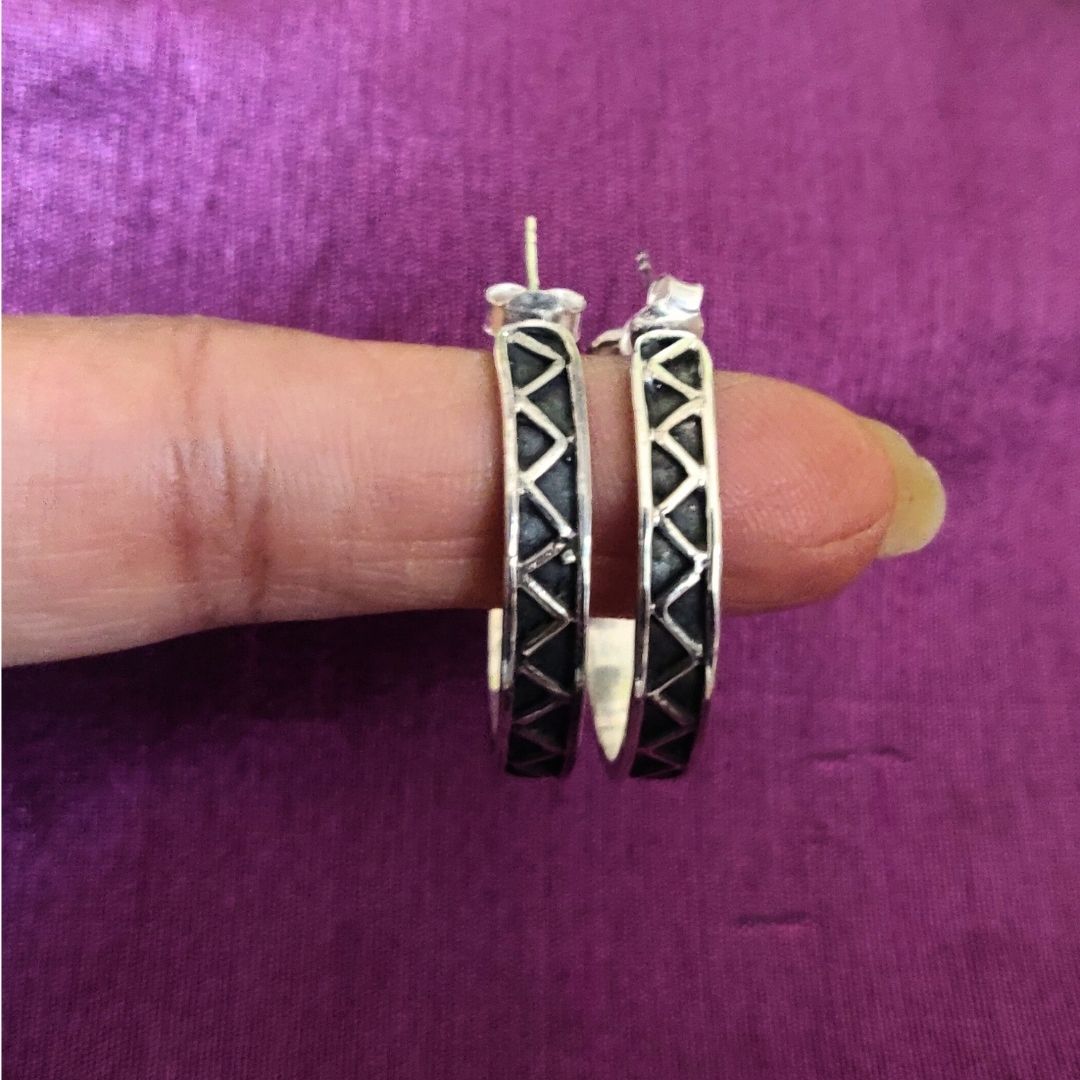 925 Silver Zigzag Open Hoops