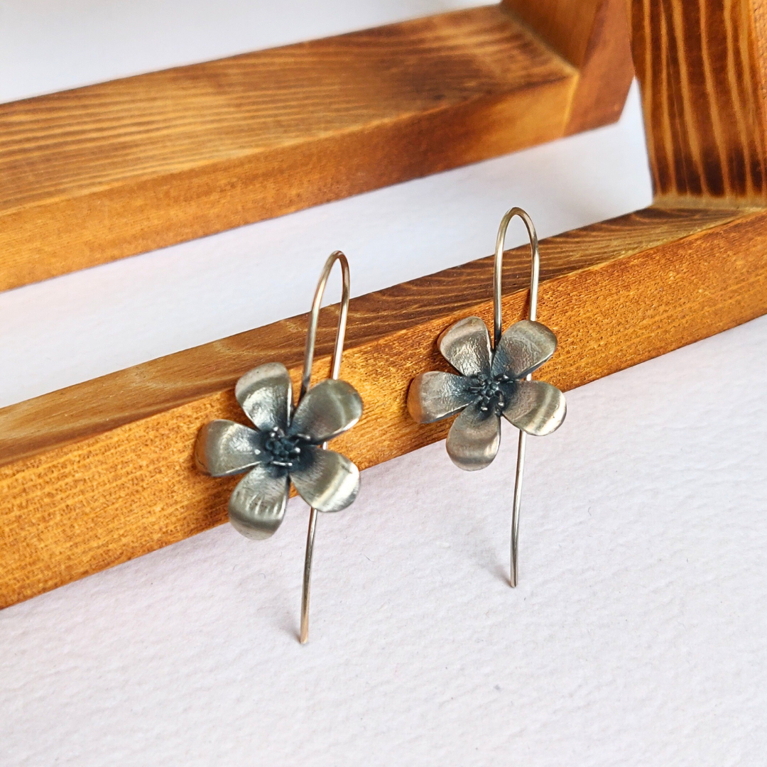 Dainty 92.5 Silver 3D Flower Hooks