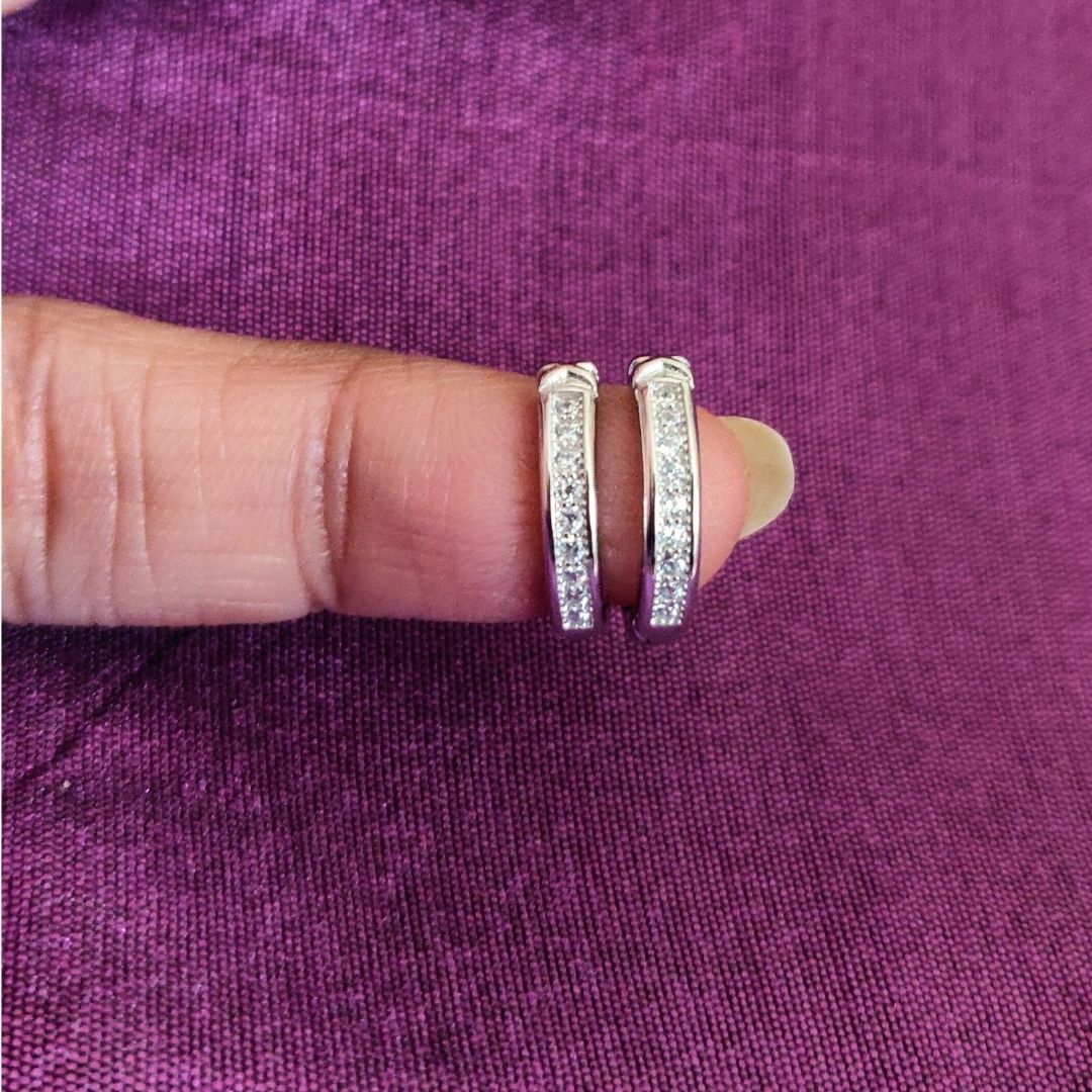 925 Silver CZ zirconia Dainty Bali Mini Hoops
