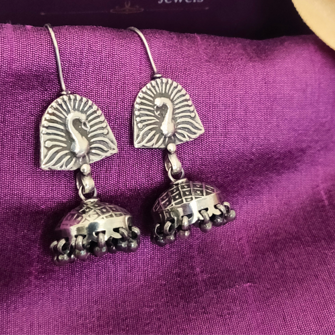 925 Silver Peacock Studs with Jhumka & Danglers