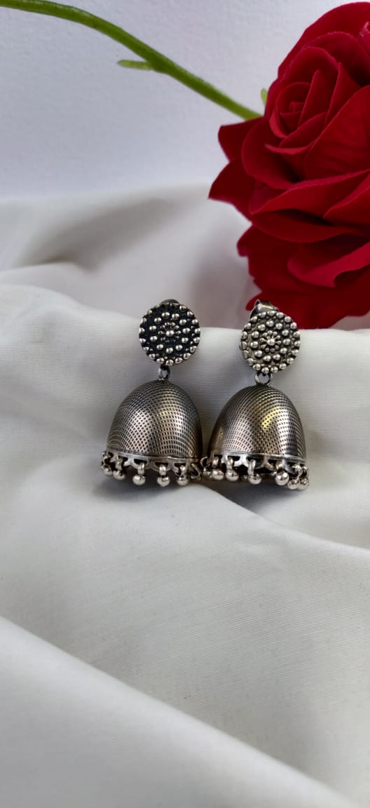 925 Silver Floral Stud with Statement Jhumka & Danglers