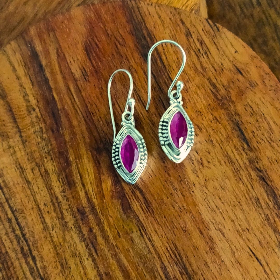 Dainty Pink Stone EArring With Hook