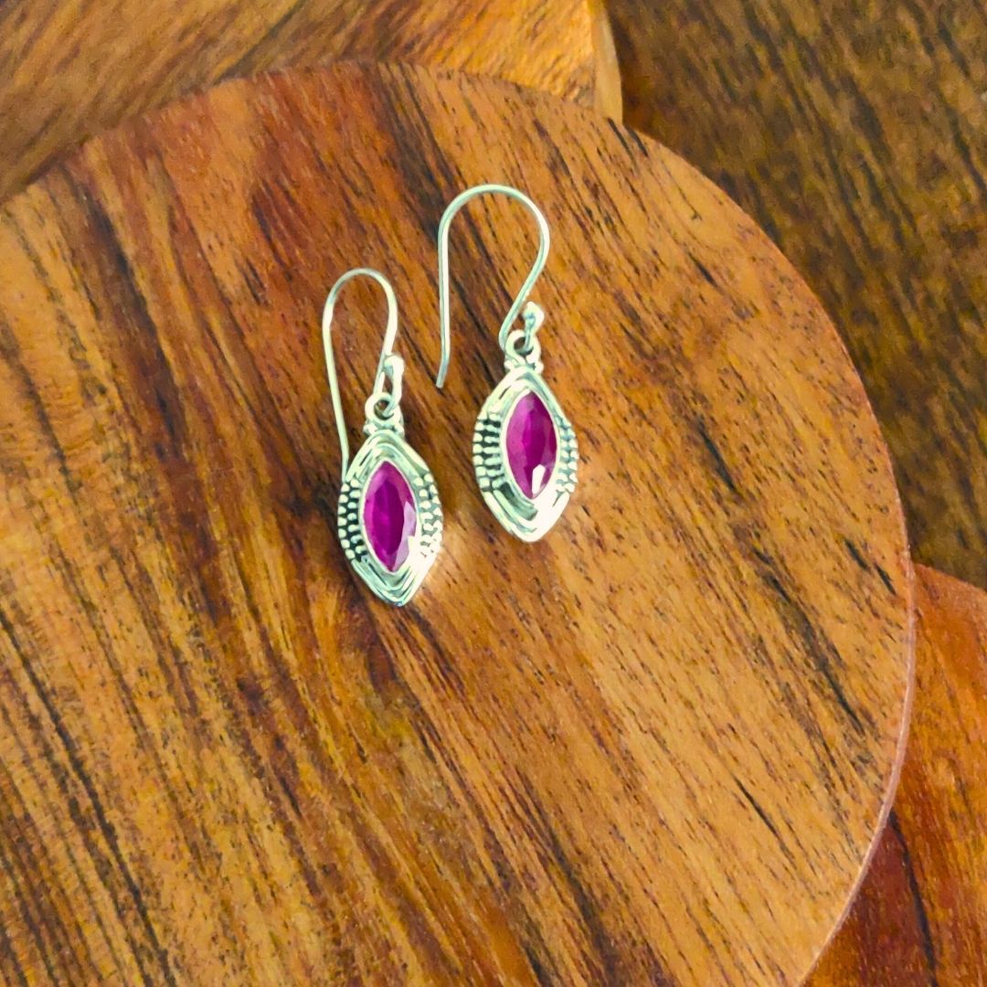 Dainty Pink Stone EArring With Hook