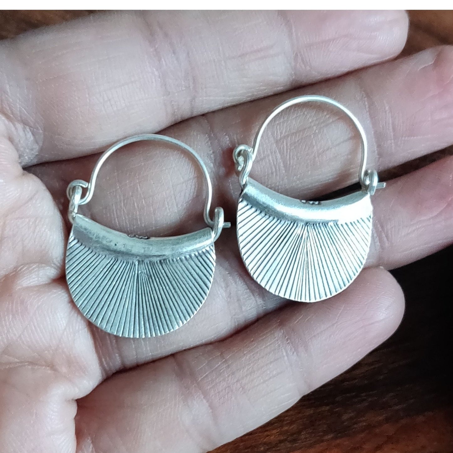 Half Circle Textured Earrings with Locking Hooks