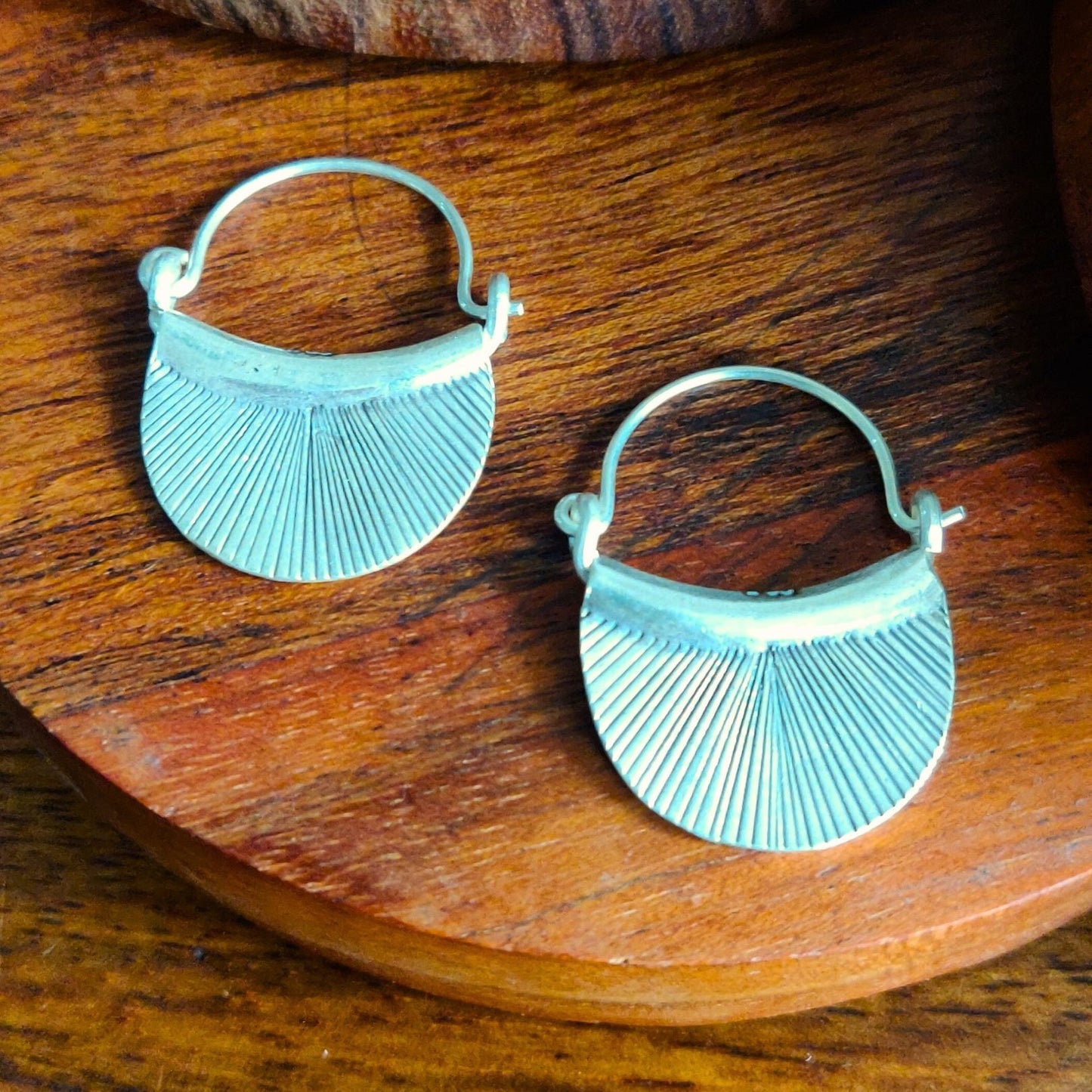 Half Circle Textured Earrings with Locking Hooks