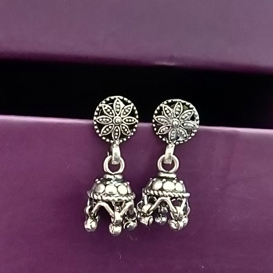 925 Silver Floral Stud Jhumka