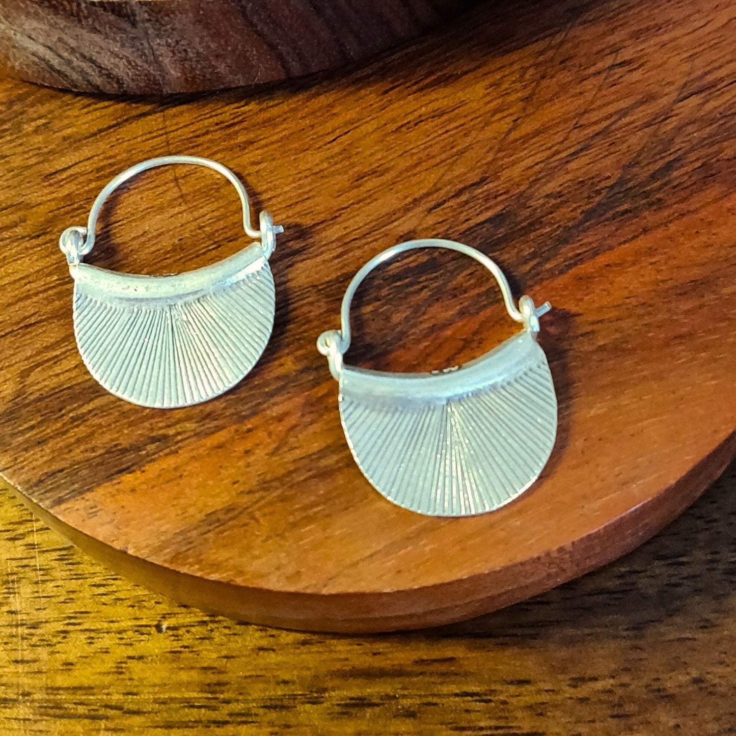 Half Circle Textured Earrings with Locking Hooks