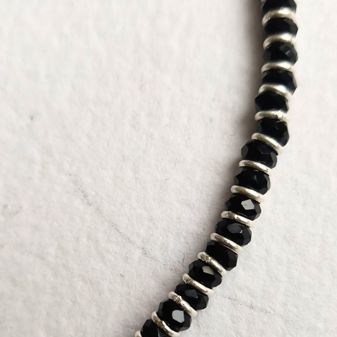 Women Anklet With Black Beads 9 inches