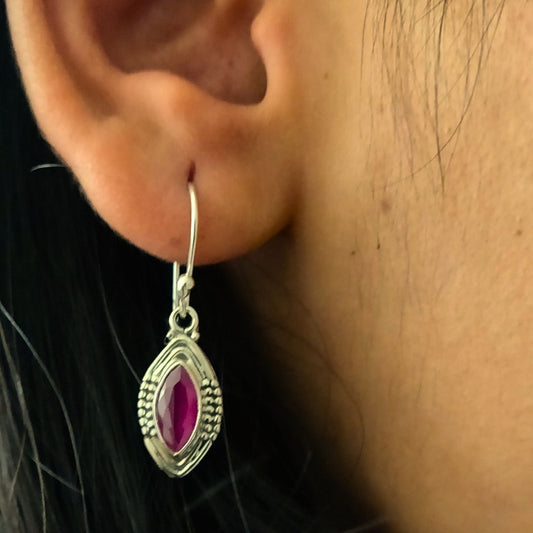 Dainty Pink Stone EArring With Hook