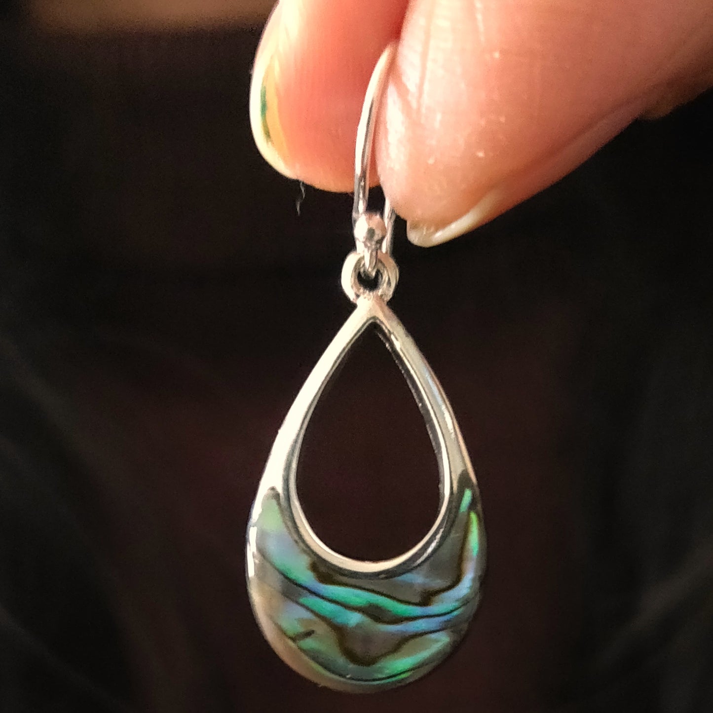 Abalone Shell Color Changing Pear Hooks