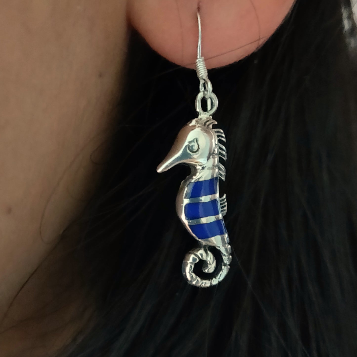 Sea Horse Mother Of Pearl Earrings With Hooks