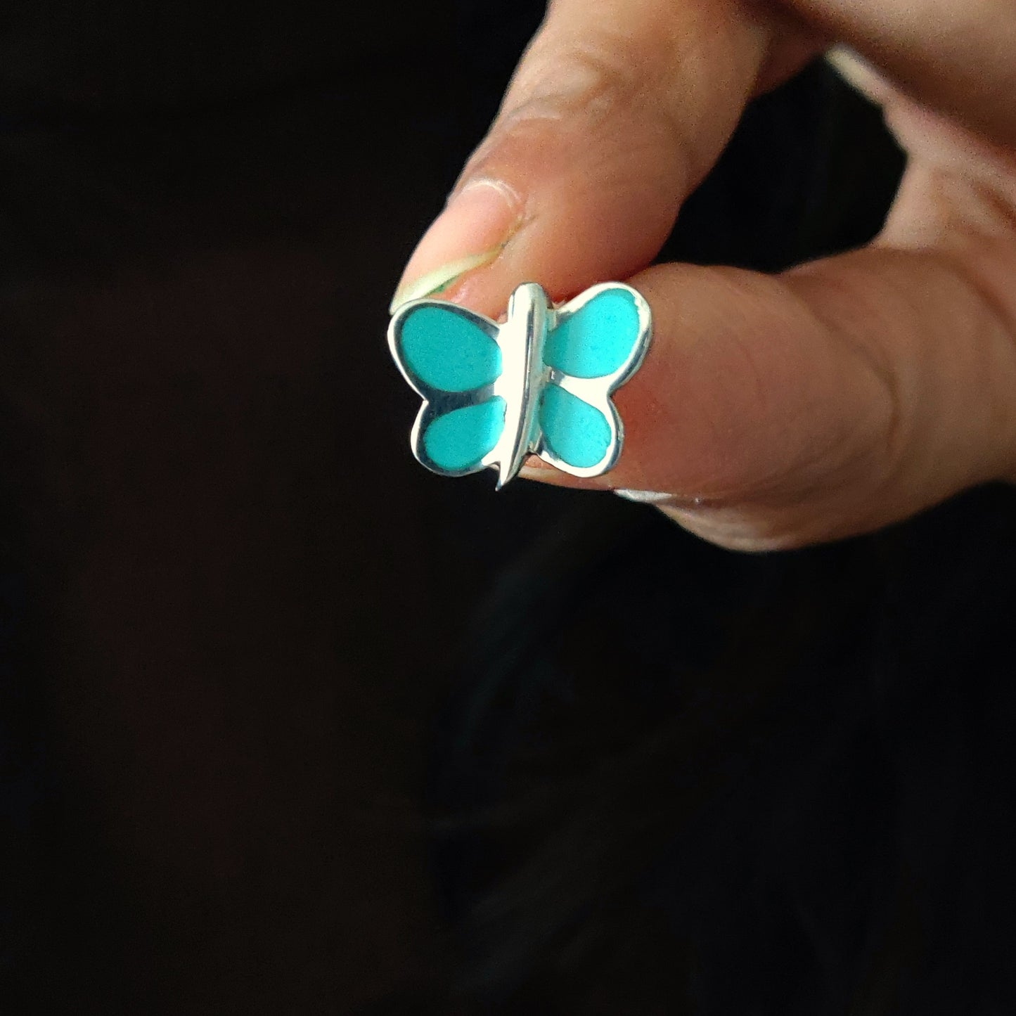 Dainty Turquoise Blue Enamel Butterfly Stud Earrings