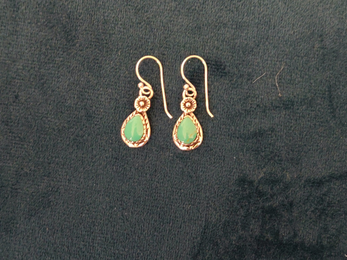 Dainty Flower And Turquoise Pear Drop Earring