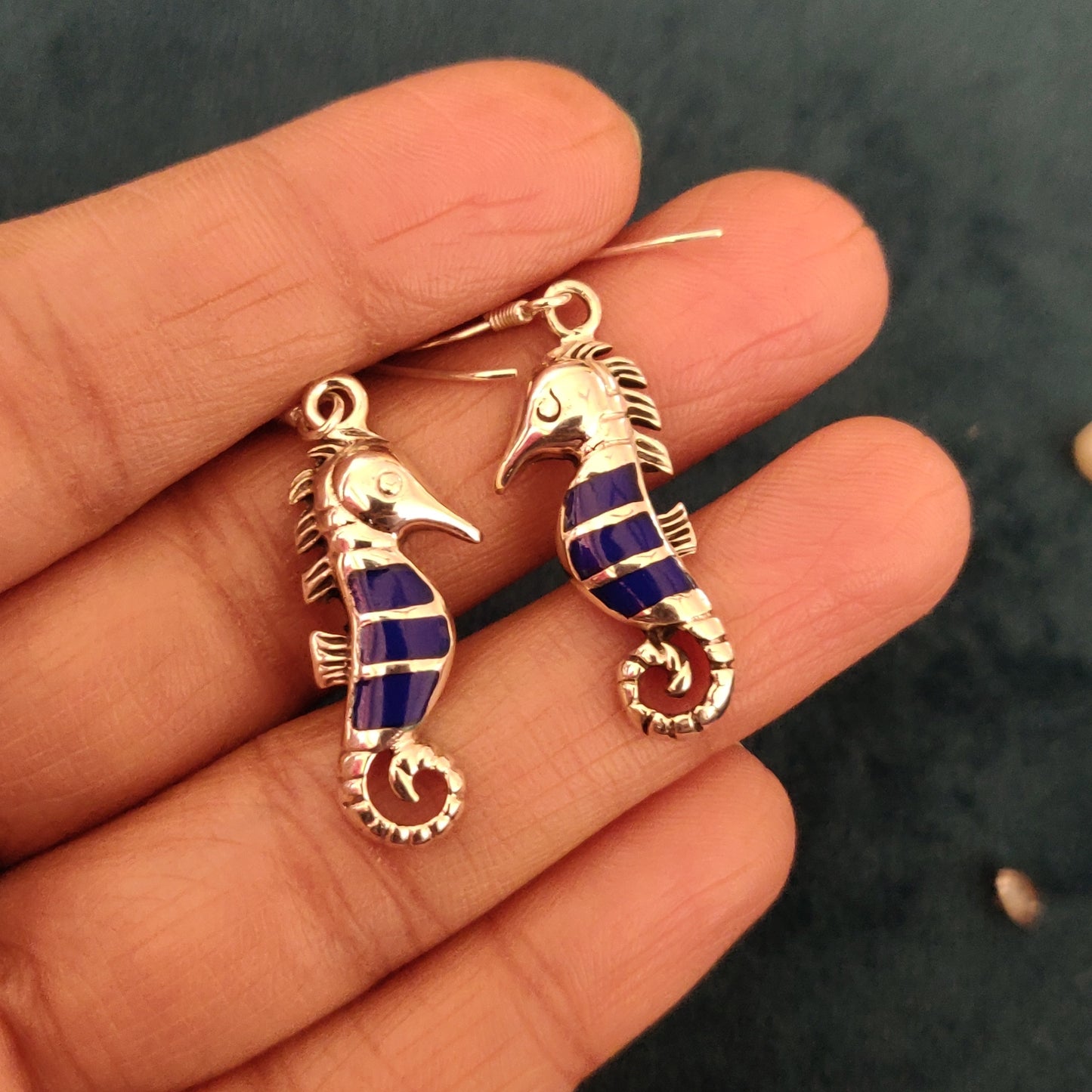 Sea Horse Mother Of Pearl Earrings With Hooks