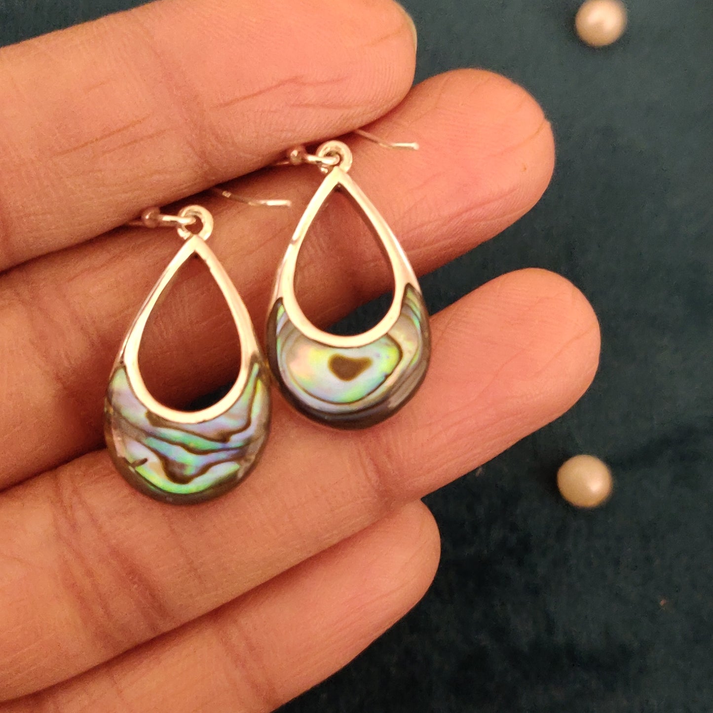 Abalone Shell Color Changing Pear Hooks