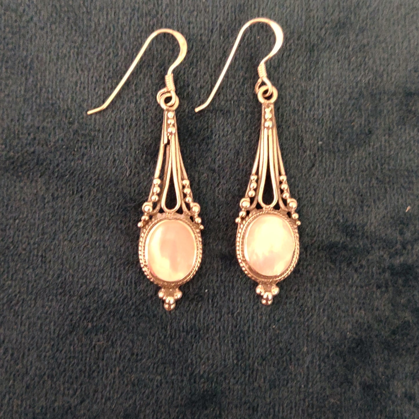 Classic Long Oval Mother Of Pearl Earrings With Hooks