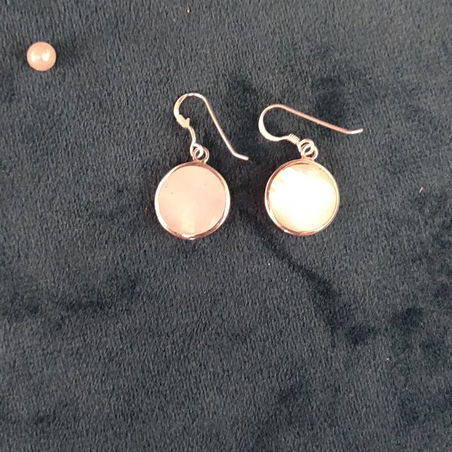 Circular Mother Of Pearl Floral  Earrings  With Hooks